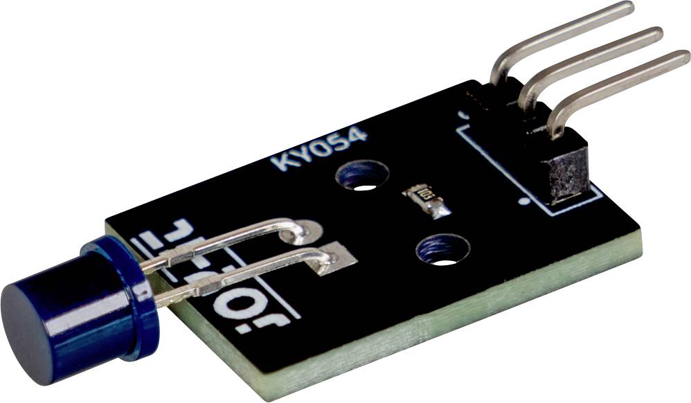 Sensor module with blue LED, designated 'KY-054'. Three metal pins protrude, for use in electronic projects.