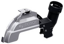 'Bosch Dust Extraction' - A silver and black attachment for power tools for dust extraction, featuring the Bosch logo.