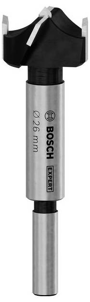 Bosch Forstner drill bit, 26 mm diameter, suitable for precise drilling in wood, with cylindrical shank and sharp cutting edge.
