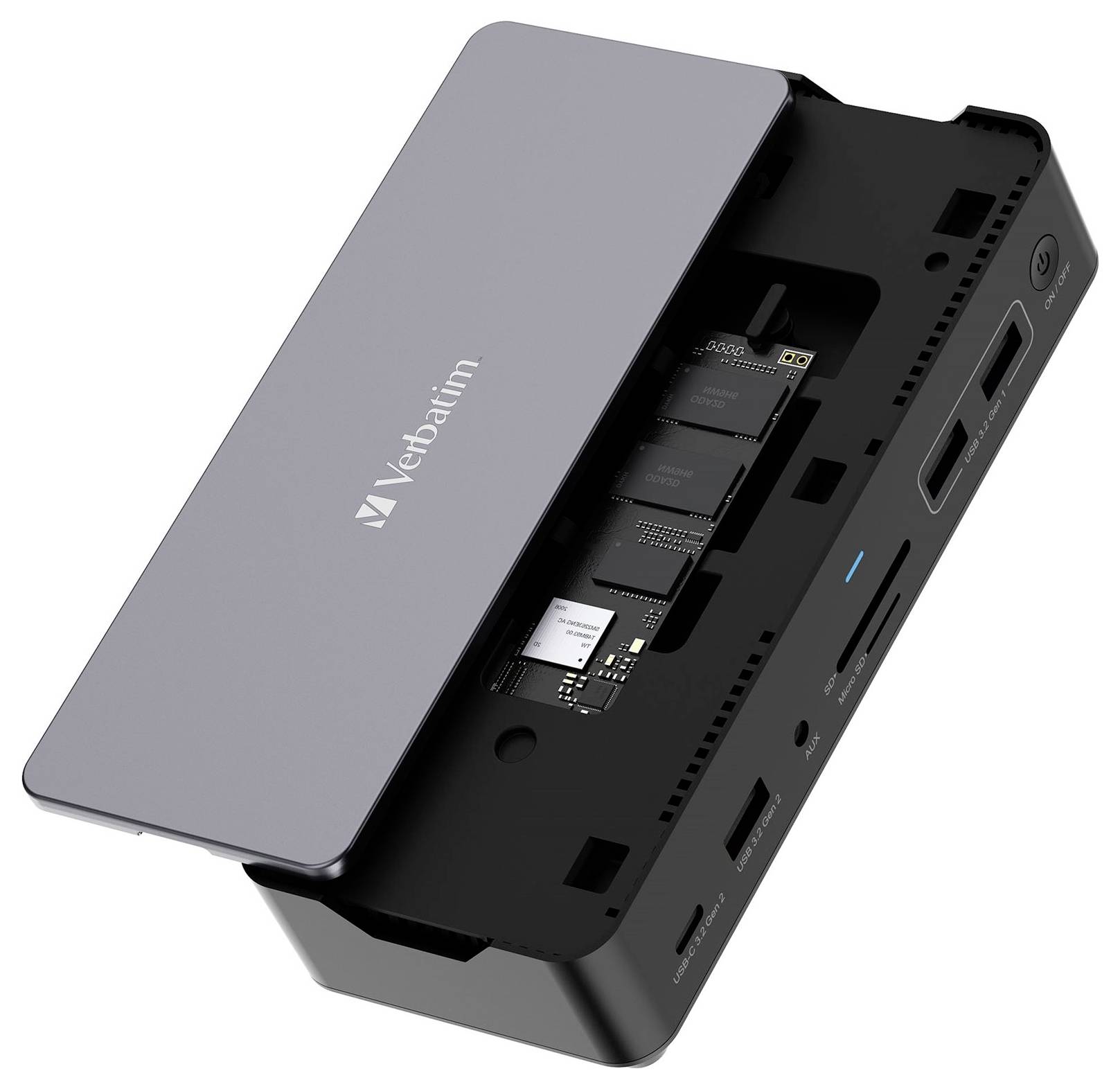 Verbatim USB-C® docking station CDS-15SSD Compatible with (brand): Universal Built-in SSD, M.2 SSD slot, USB-C® powered, Built-in