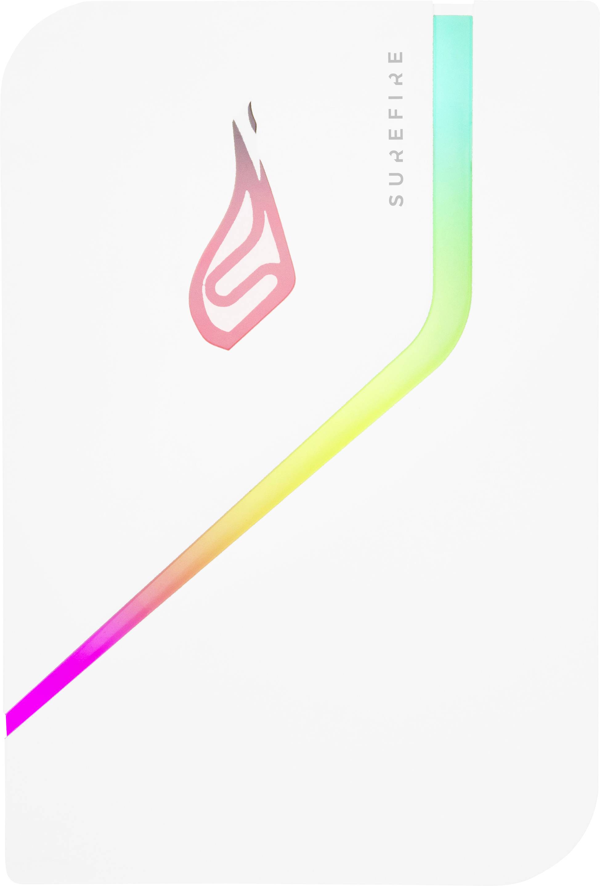 External SSD with RGB lighting and 'SUREFIRE' logo. Modern, minimalist design with a curved illuminated line.