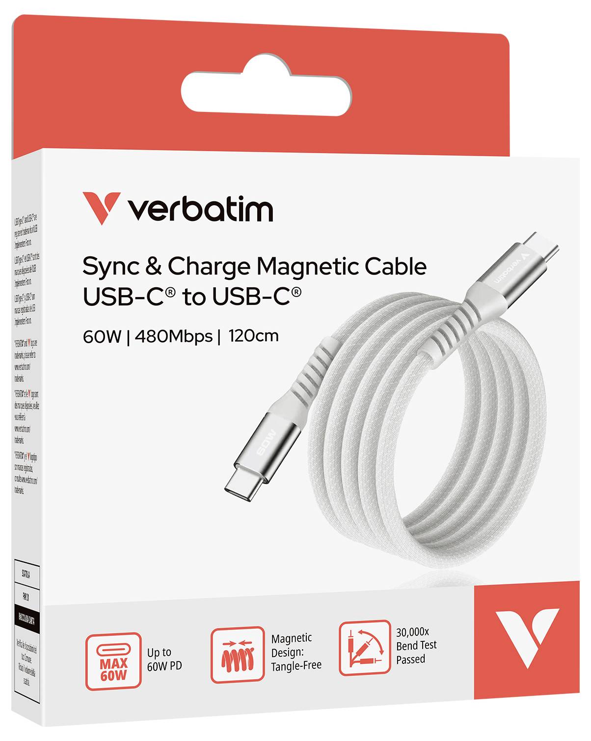 Verbatim Cell phone Cable [1x USB-C® plug - 1x USB-C® plug] 1.2 m USB C® + magnetic contact