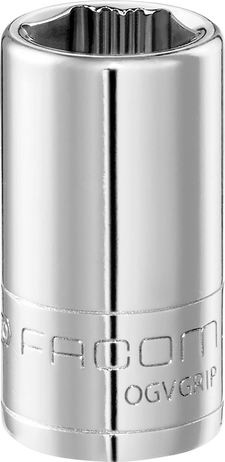 A metallic socket wrench with the inscription 'FACOM OGV GRIP', suitable for use in mechanical work.