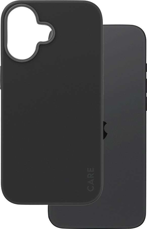 Black mobile phone case with heart-shaped camera cut-out, compatible with a smartphone.