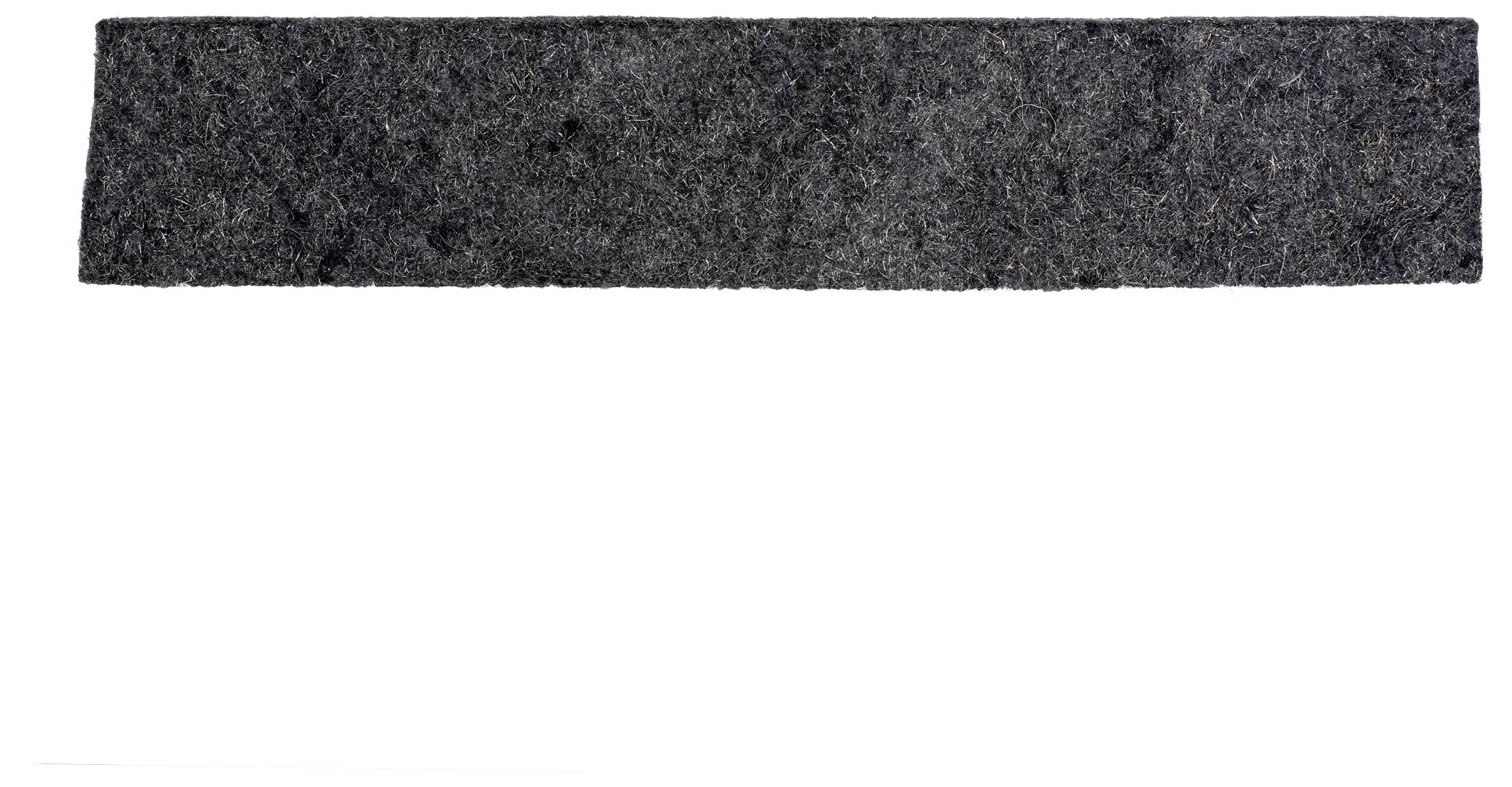 Black, rectangular felt strip on a white background.