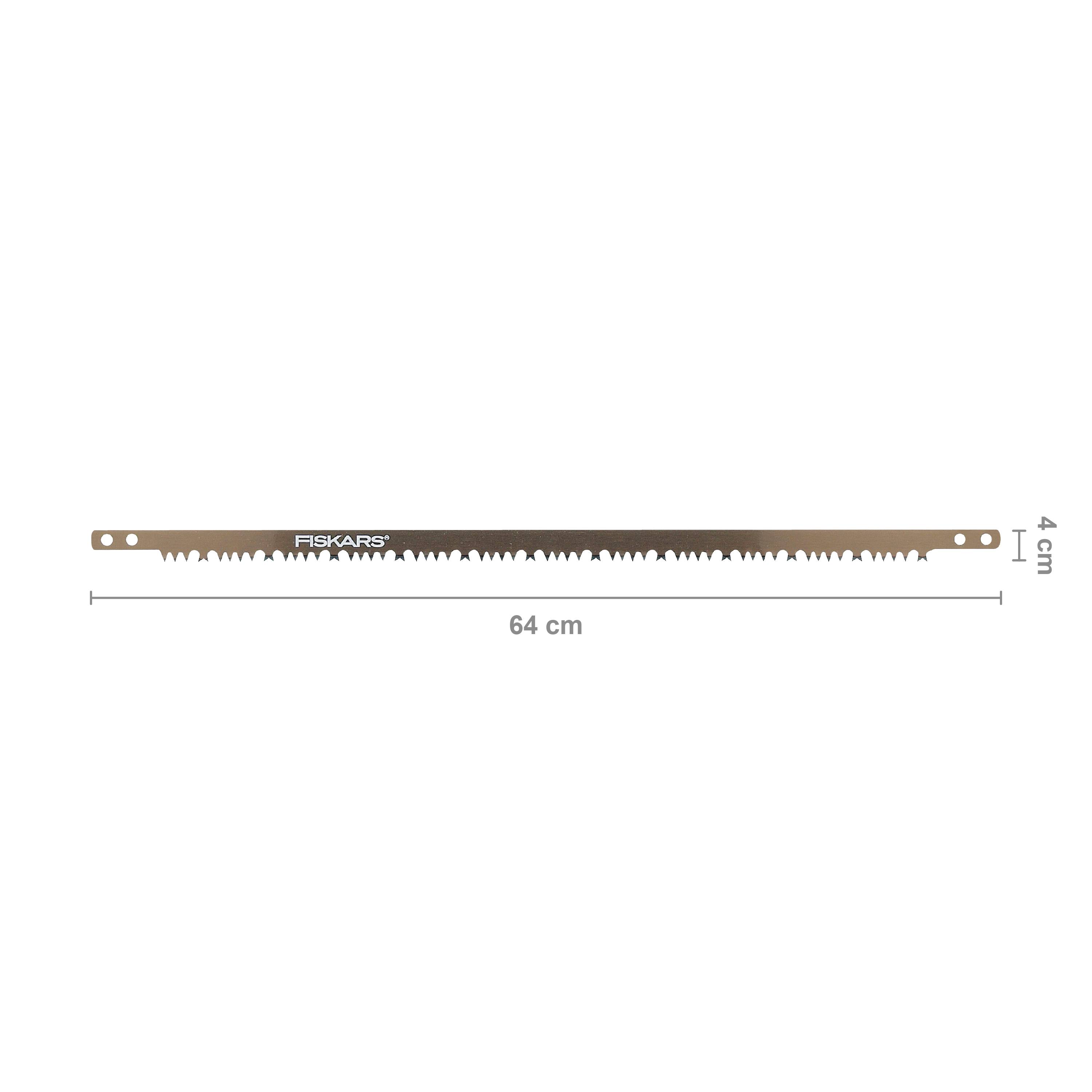 Fiskars reciprocating saw blade, 64 cm long, 4 cm wide. Suitable for woodworking.