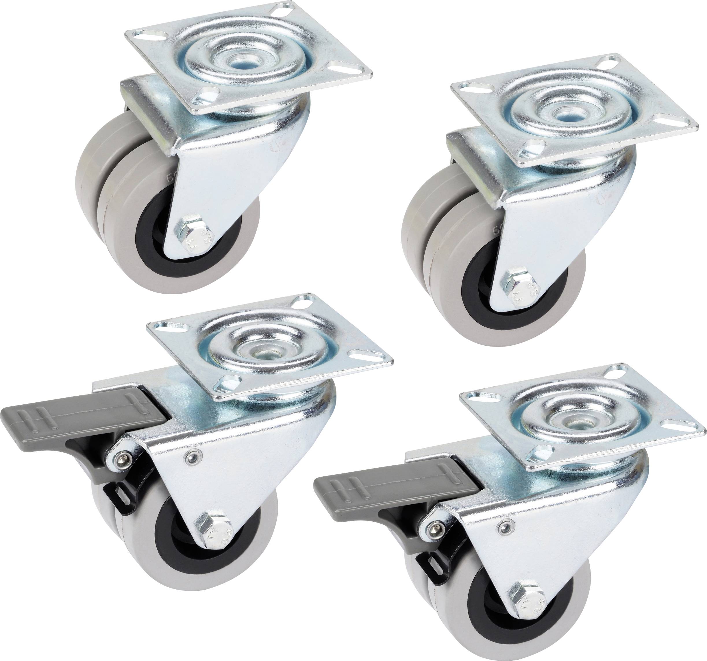 dörner + helmer 450105 Double swivel wheel Wheel diameter: 50 mm Load capacity (max.): 80 kg 4 pc(s)