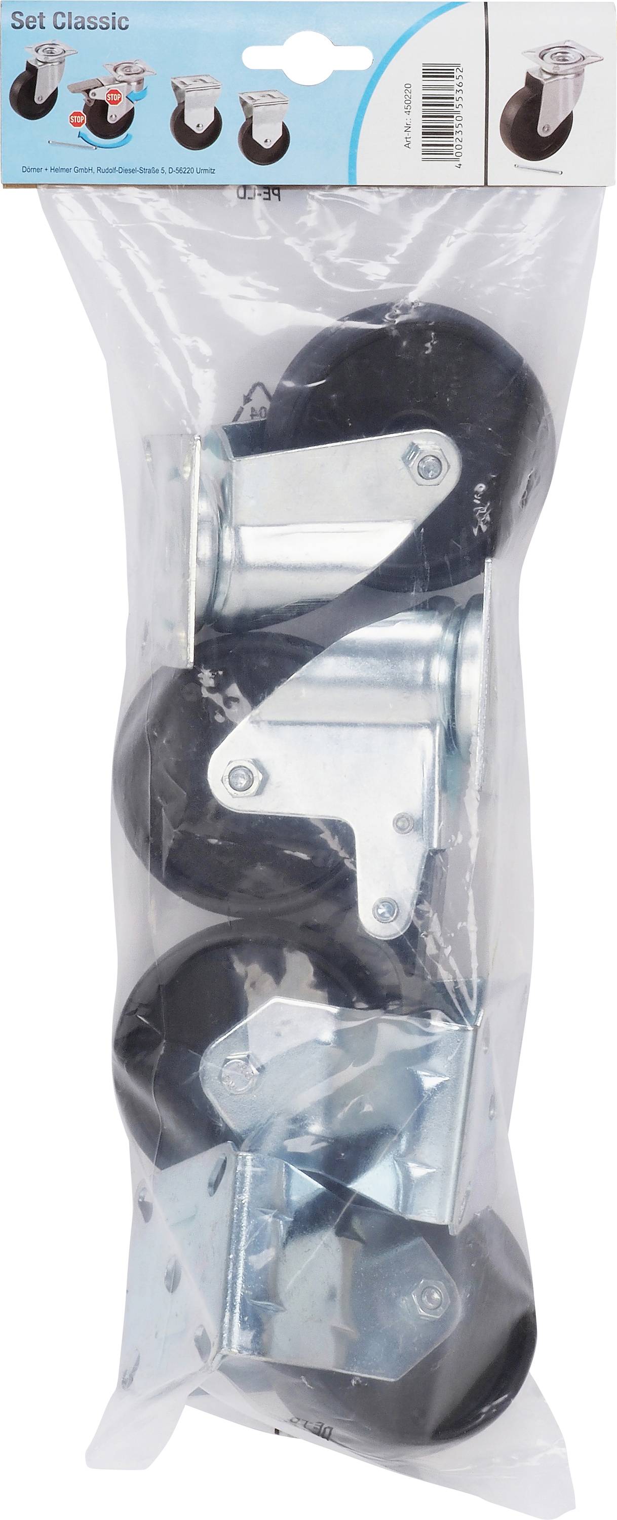 dörner + helmer 450220 Equipment swivel wheel Wheel diameter: 75 mm Load capacity (max.): 60 kg 4 pc(s)