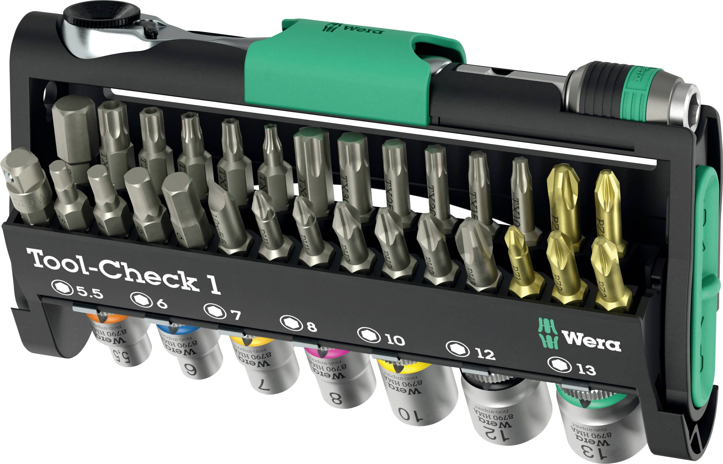 Wera Tool-Check 1 05049050001 Bit set 32-piece Slot, Phillips, Pozidriv, Allen, Star socket, TORX BO incl. torque wrench
