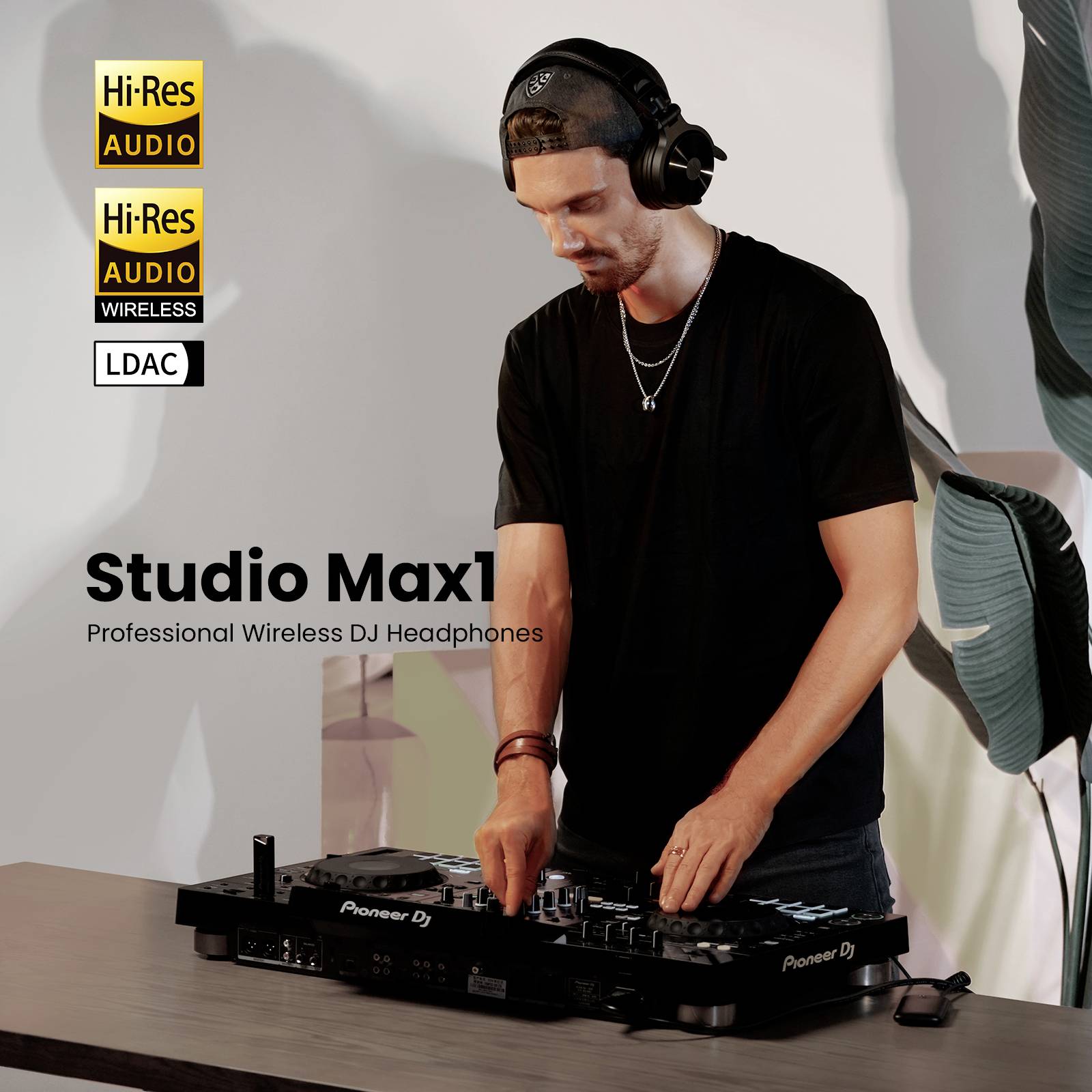 OneOdio Studio Max 1 Over-ear headphones Bluetooth® (1075101), Corded (1075100), Cordless (1075099) Black High-resolution audio