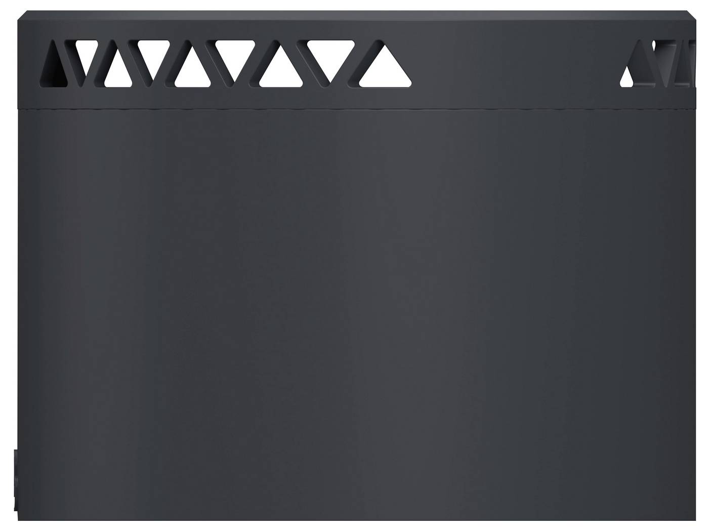 Dark gray rectangular metal panel with triangular cutouts along the top edge, shown front view on a white background.