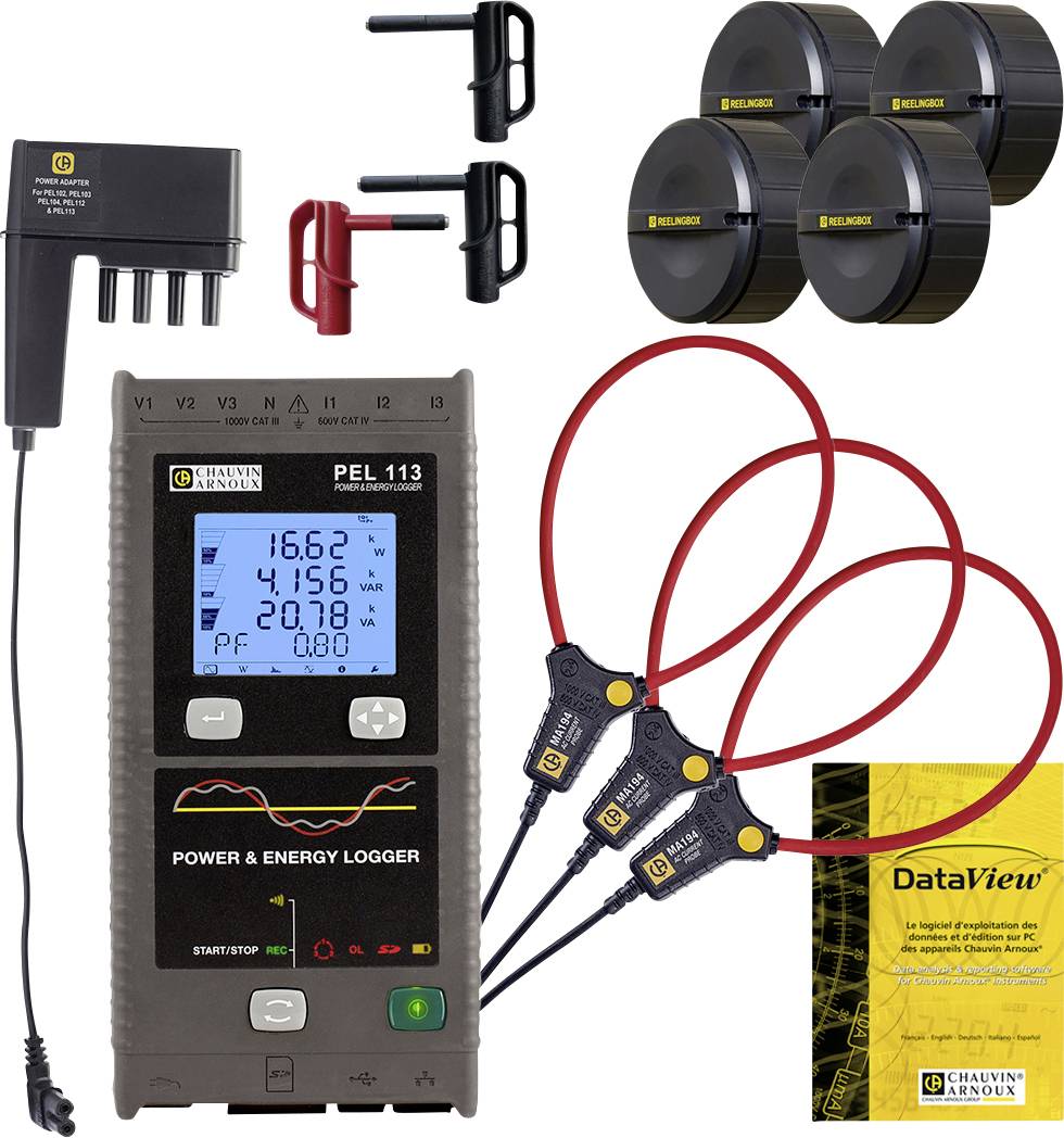 Chauvin Arnoux PEL 113 Network diagnostics 3-phase Clamp meter, Data logger, Power testing, Ballast testing, Online testing