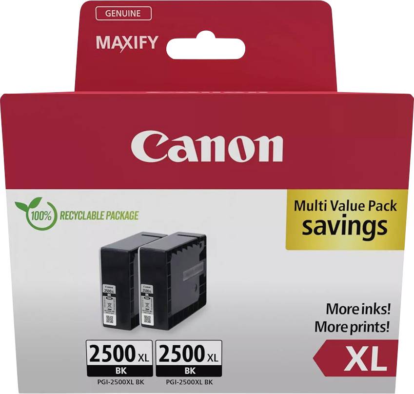 Canon Ink cartridge PGI-2500XL BK Twin Pack Original Pack of 2 Black 9254B011