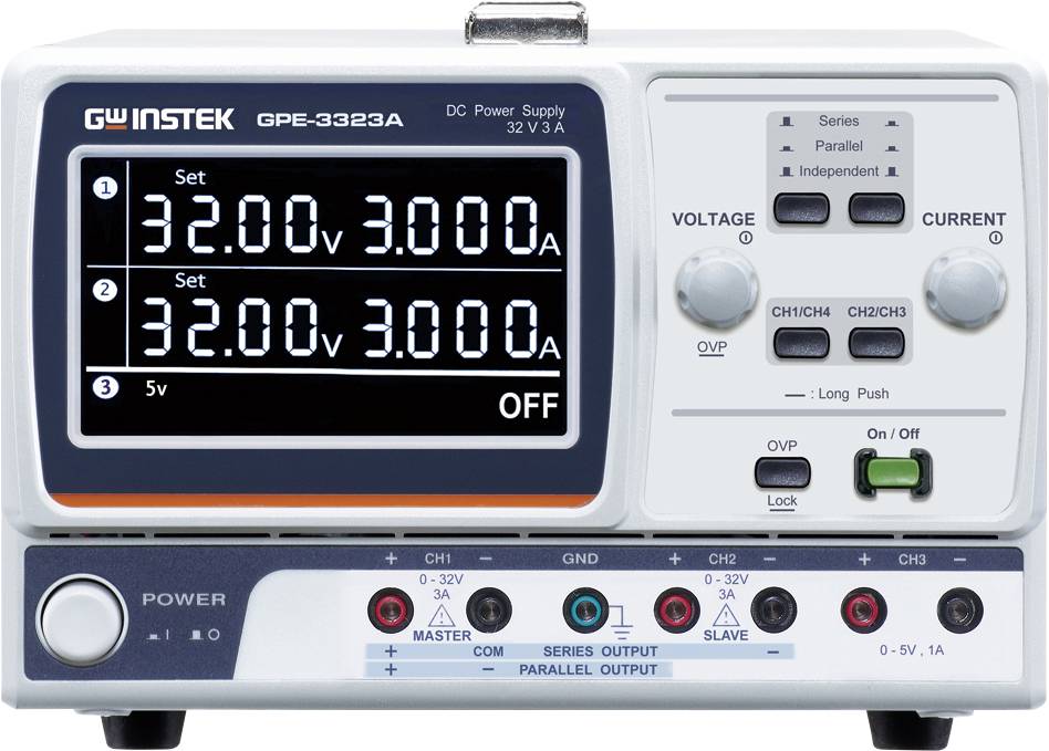 GW Instek GPE-3323A 217 W Dreikanal Liner DC-Netzteil Bench PSU (adjustable voltage) 217 W remote controlled, Master