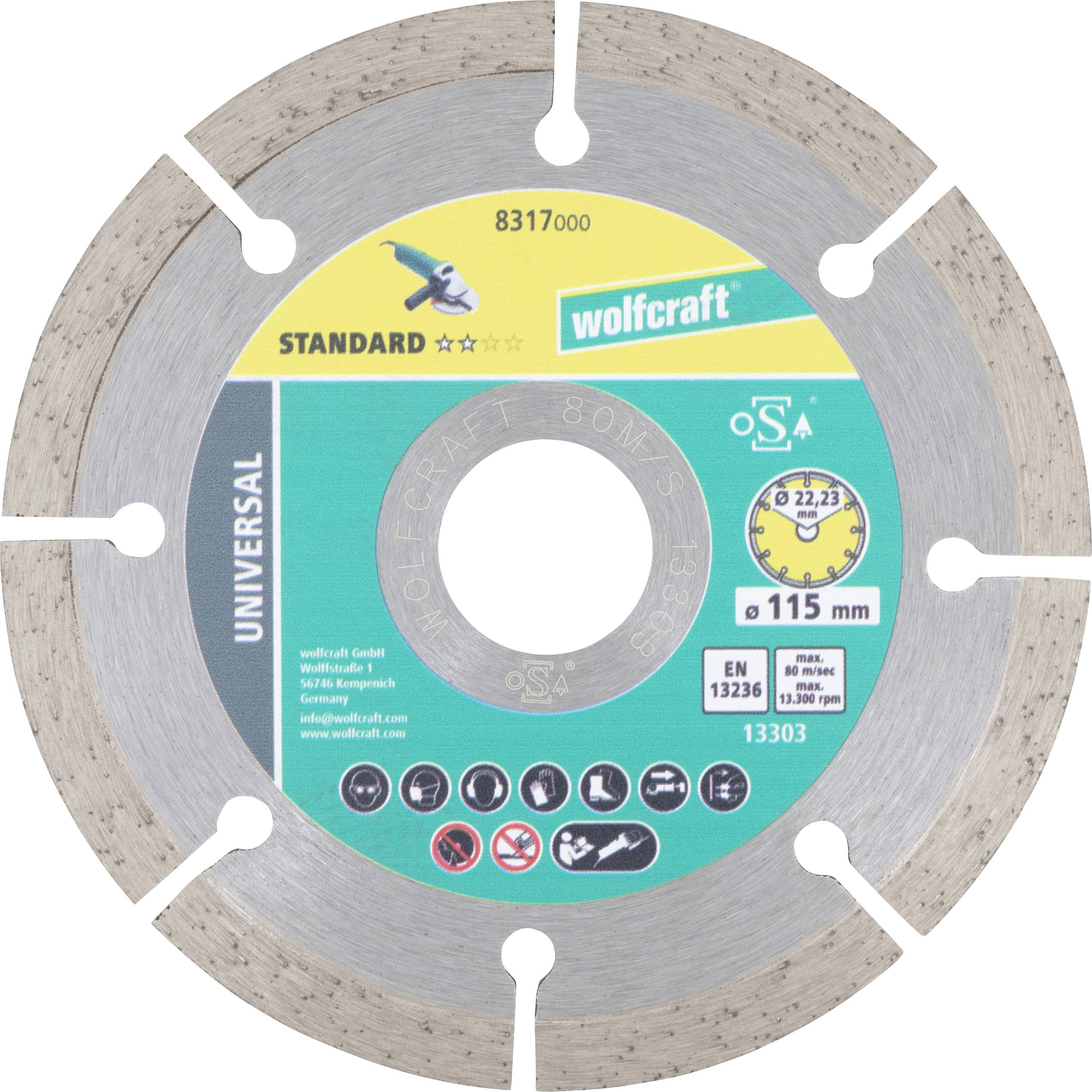 Wolfcraft 8317000 Diamond cutting disc 115 mm 1 pc(s) Pumice, Stone