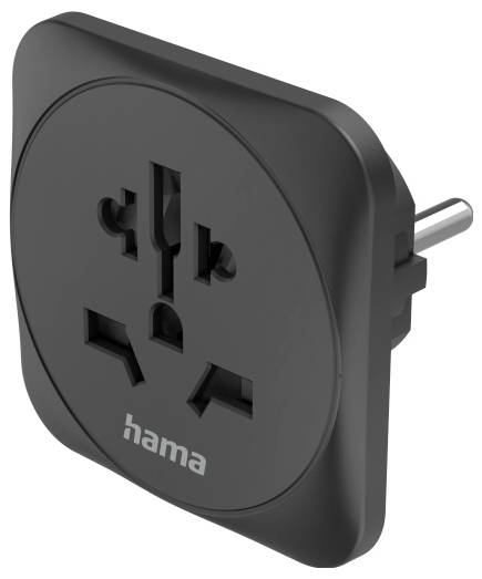 Hama 00223454 Travel adapter Reiseadapter Typ E und F, 3-polig, universal, Welt nach Europa, Schwarz