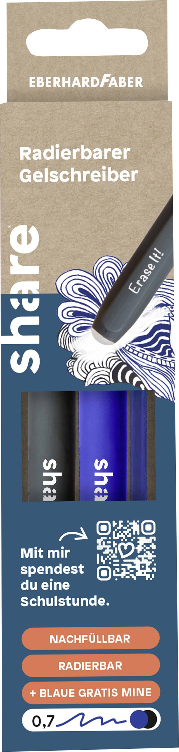 share Gel roller ball pen Blue, Black 0.7 mm