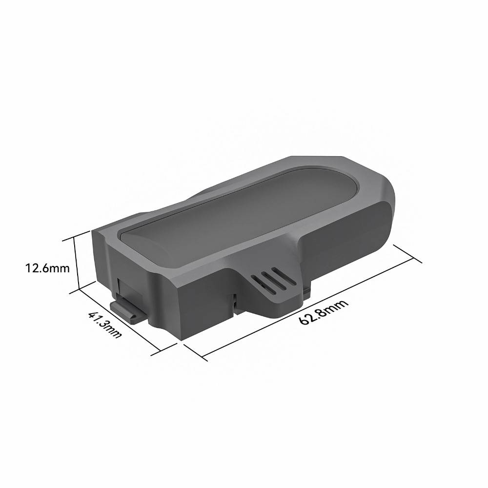 A rectangular black device with dimensions labeled: 41.3mm width, 62.8mm length, and 12.6mm height.