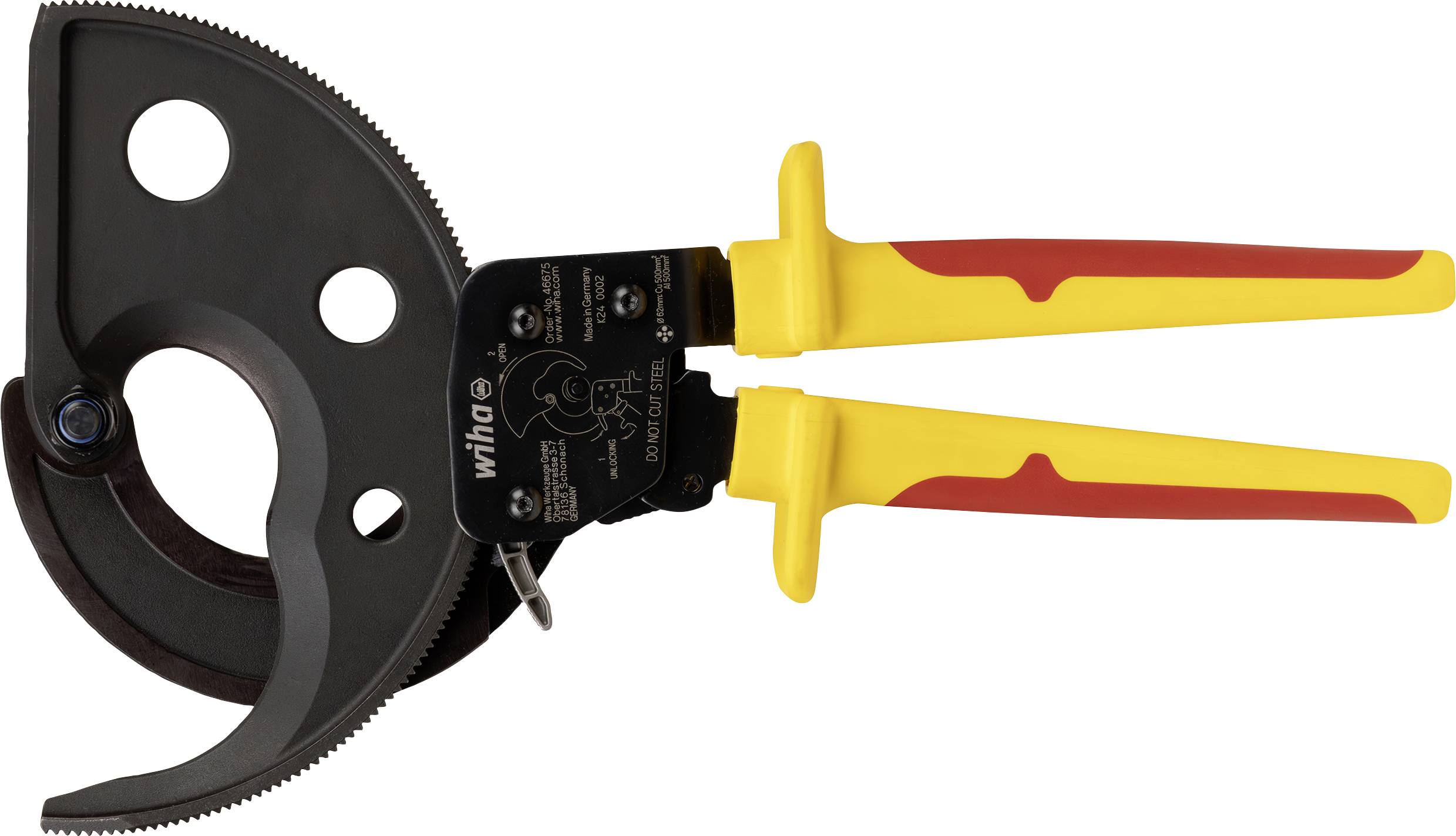 Wiha 46675 Cable cutter Suitable for (cable stripping) Single/multi-core aluminium and copper cables 62 mm 500 mm²