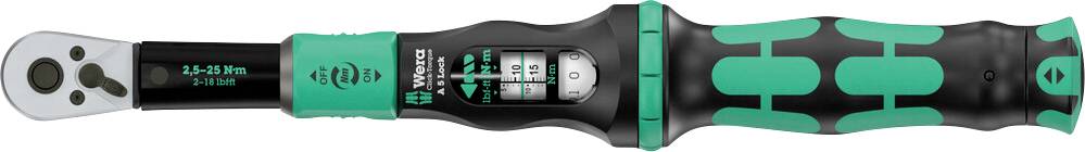 Wera Click-Torque Lock A 5 05075690001 Torque wrench Forward/reverse ratchet 1/4" (6.3 mm) 2.5 - 25 Nm