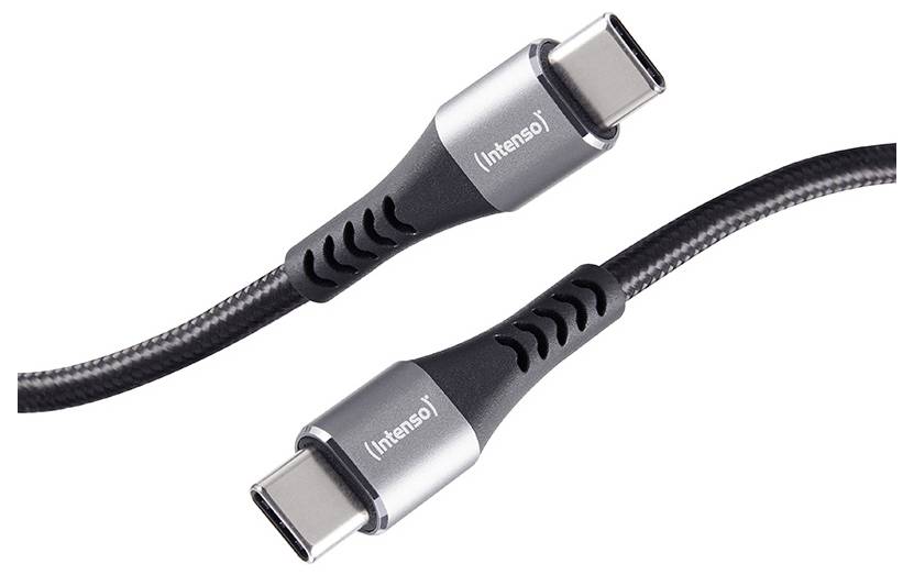 Two USB-C cables with gray metal connectors and black braided cables, shown against a plain white background.