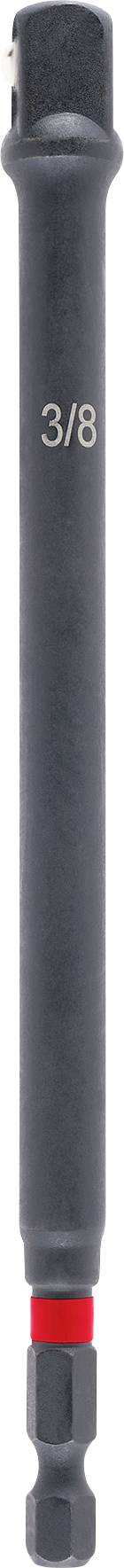 A hex drive socket adapter with '3/8' marking, used to connect sockets to a drill for convenient power tool use.