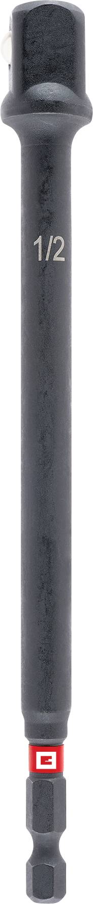 A black metal screwdriver bit with '1/2' engraved on its side, designed for heavy-duty use with a red and white band near the tip.
