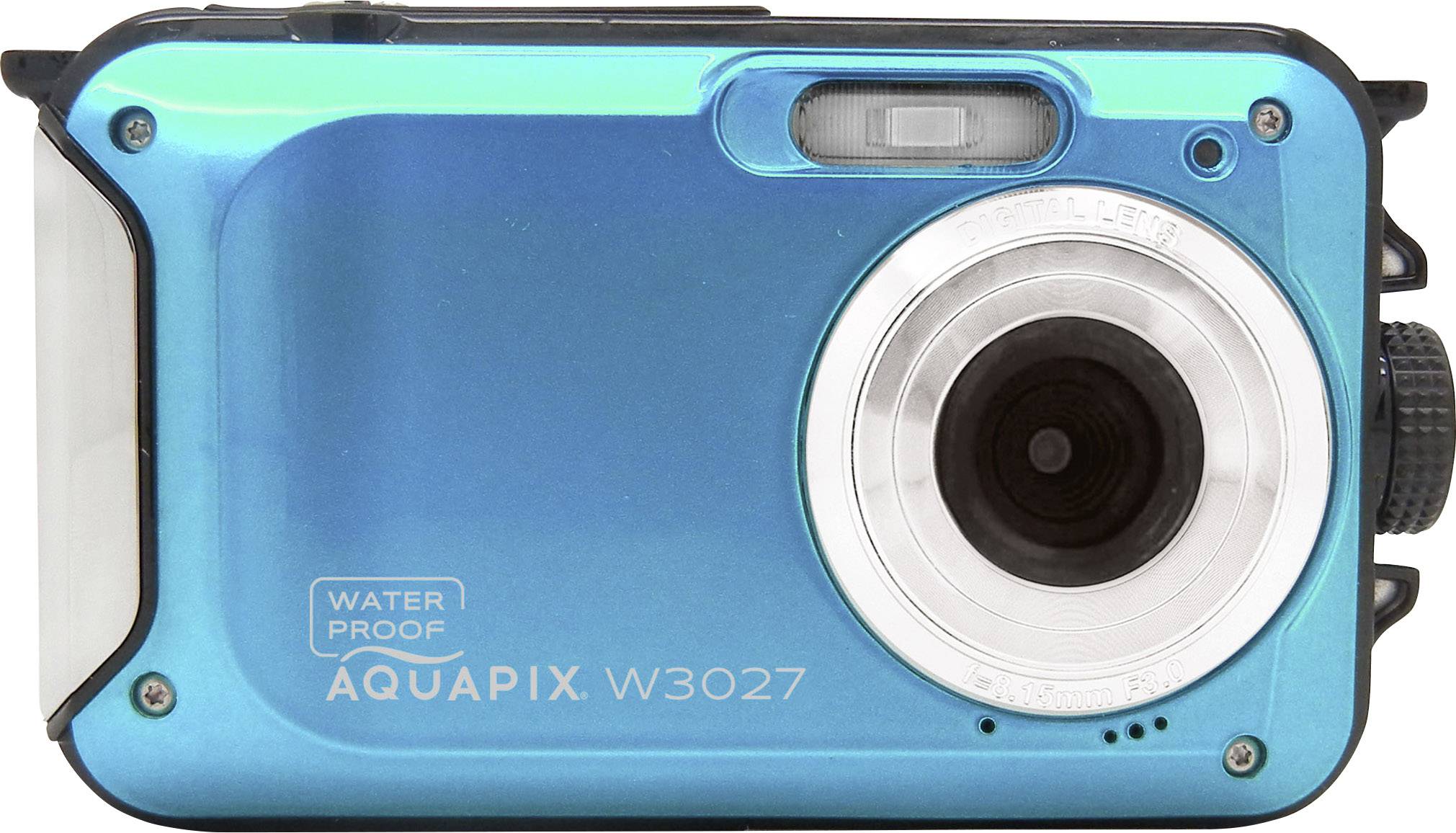 Easypix W3027-I Wave Iceblue Digital camera 30 MP Blue-ice blue Battery, Camera bag Image stabiliser, Full HD Video, Waterproof