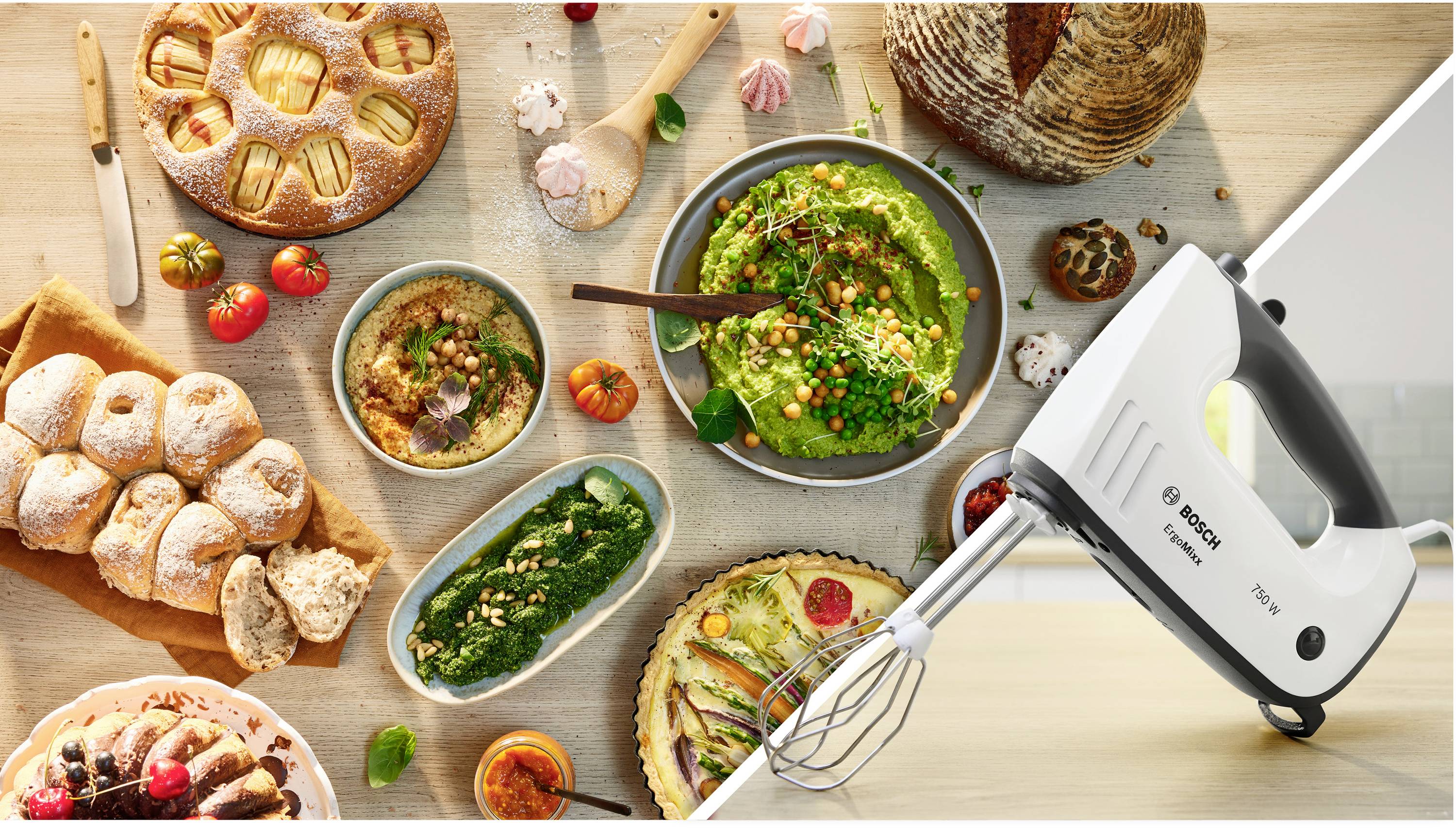 Bosch ErgoMixx 750 Watt, Edelstahl-Mixuß Hand-held mixer 750 W Black, White