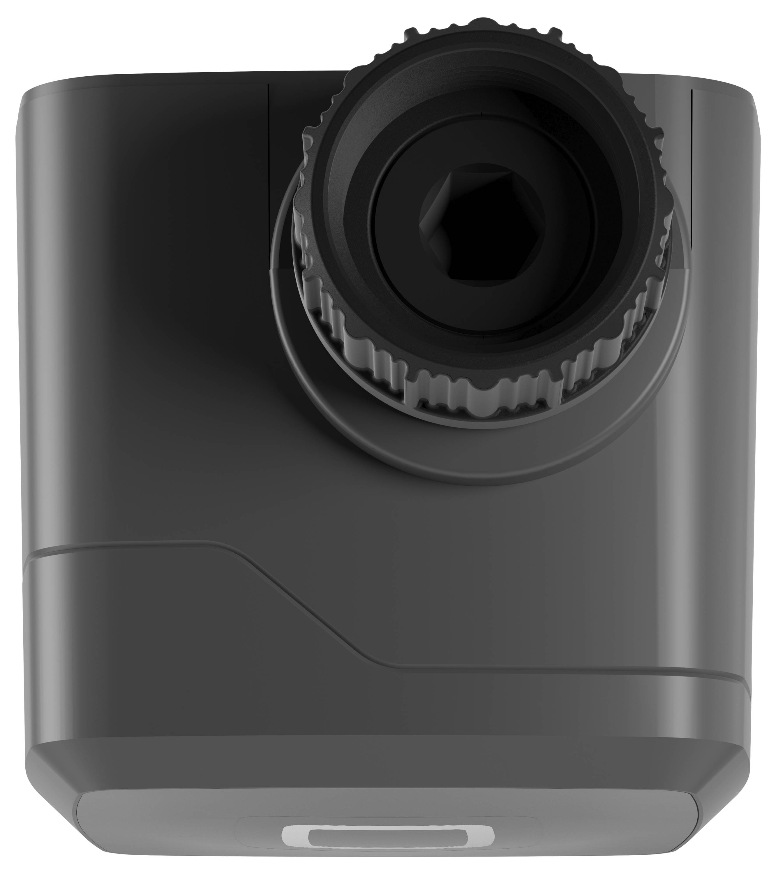 A sleek, compact black camera with a prominent, adjustable lens facing forward, designed for capturing images and videos in high quality.