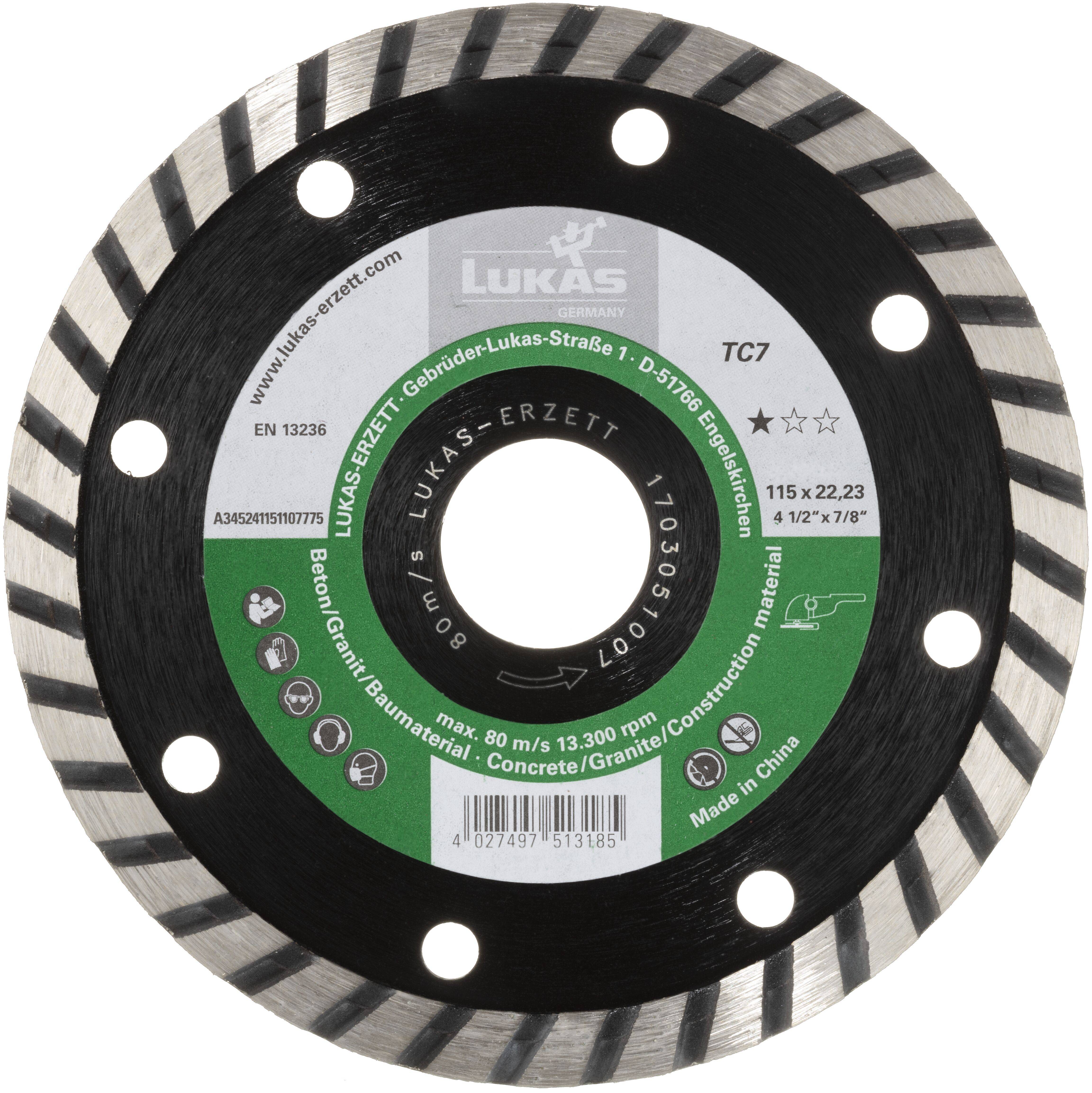 LUKAS-ERZETT A345241251107775 DiamantTC7 125x22,23x7 Diamond cutting disc