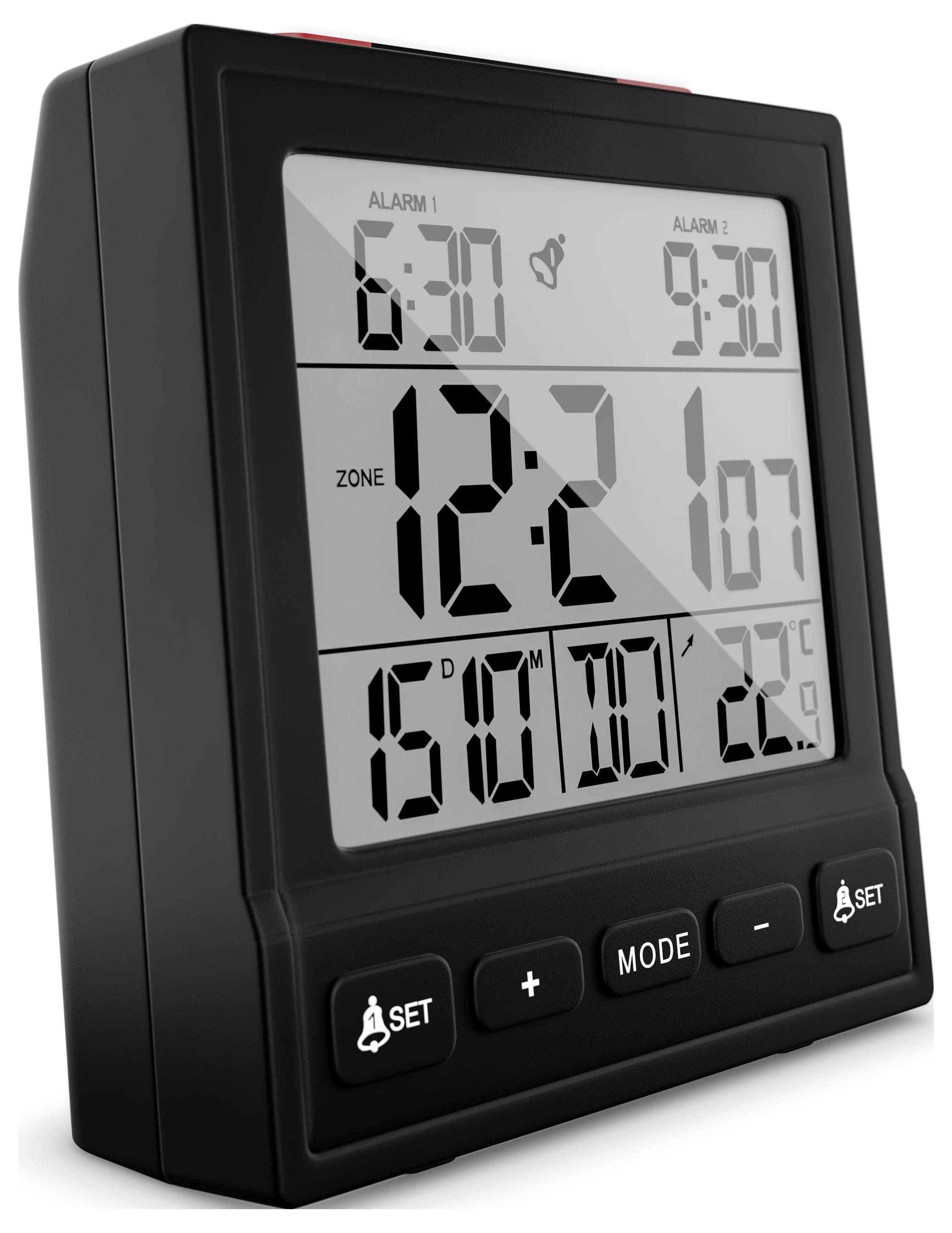 Mebus 25581 Alarm clock Black Alarm times 2 2 time settings