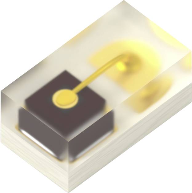 A small, abstract, golden-hued 3D geometric shape with a rectangular base and curved details, possibly representing a circuit component.