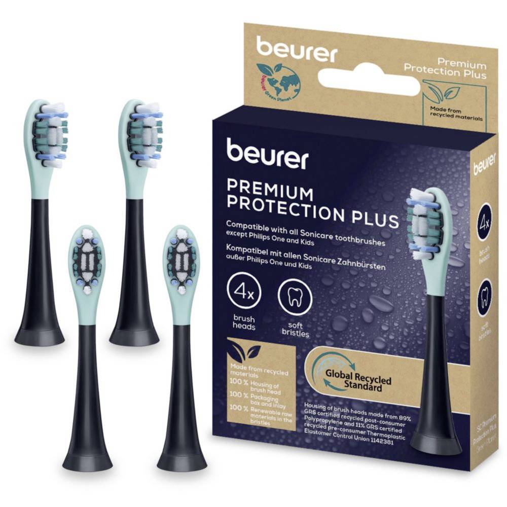 Beurer Bürstenköpfe Prem. Protection Plus 4 St. 10523 Spare brushes Black, Turquoise