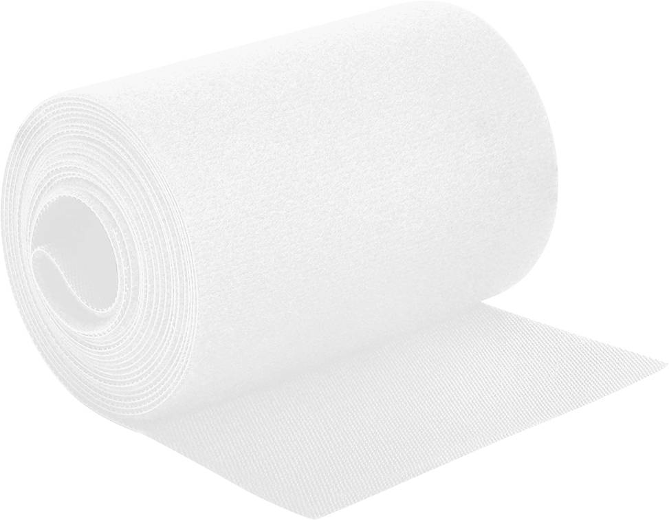 A white roll of medical gauze is unrolled partially, displaying a smooth texture, used for wound dressing or securing bandages.