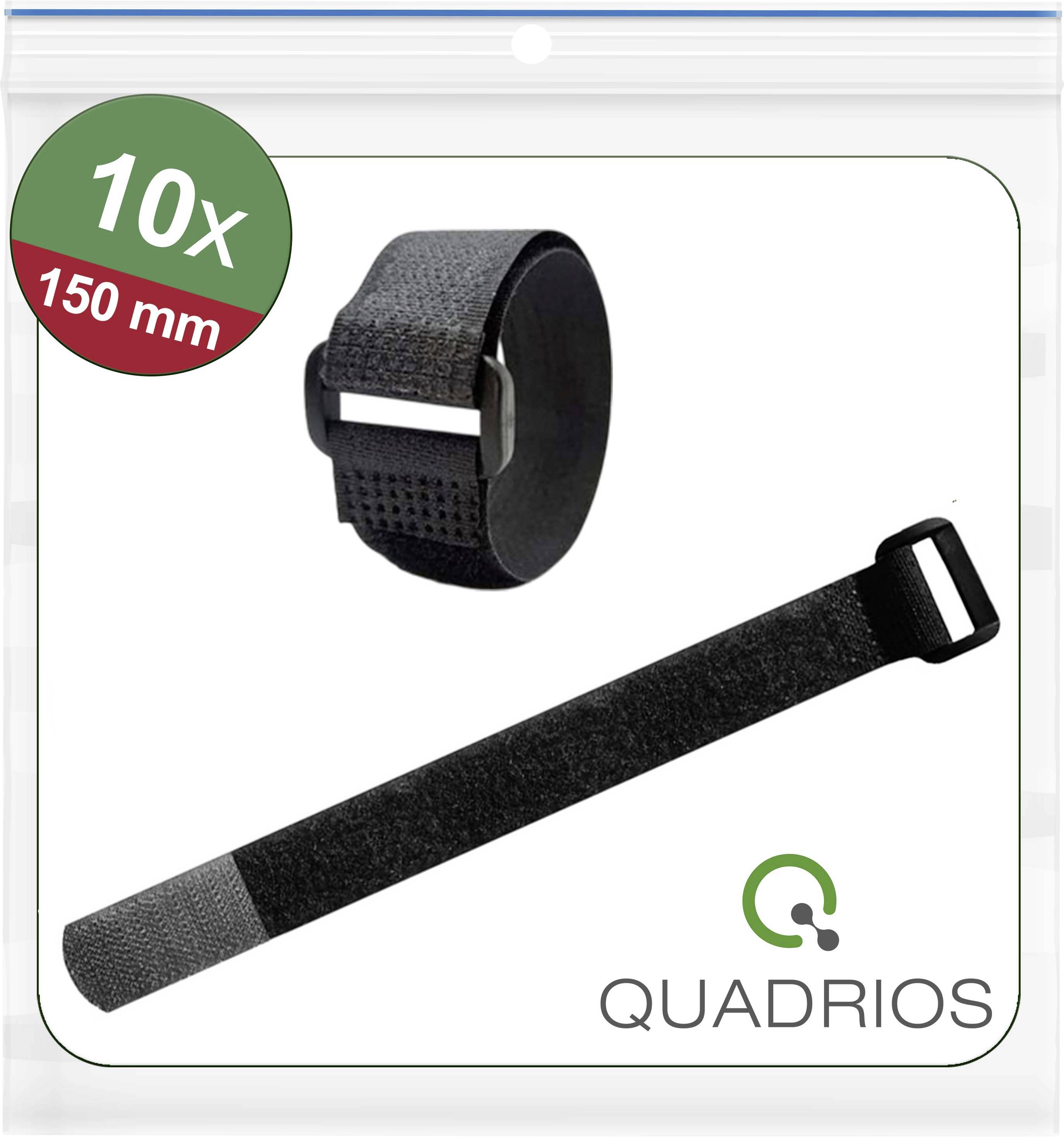 Quadrios 25CA569 Hook-and-loop cable tie for bundling Hook and loop pad (L x W) 150 mm x 20 mm Black 10 pc(s)