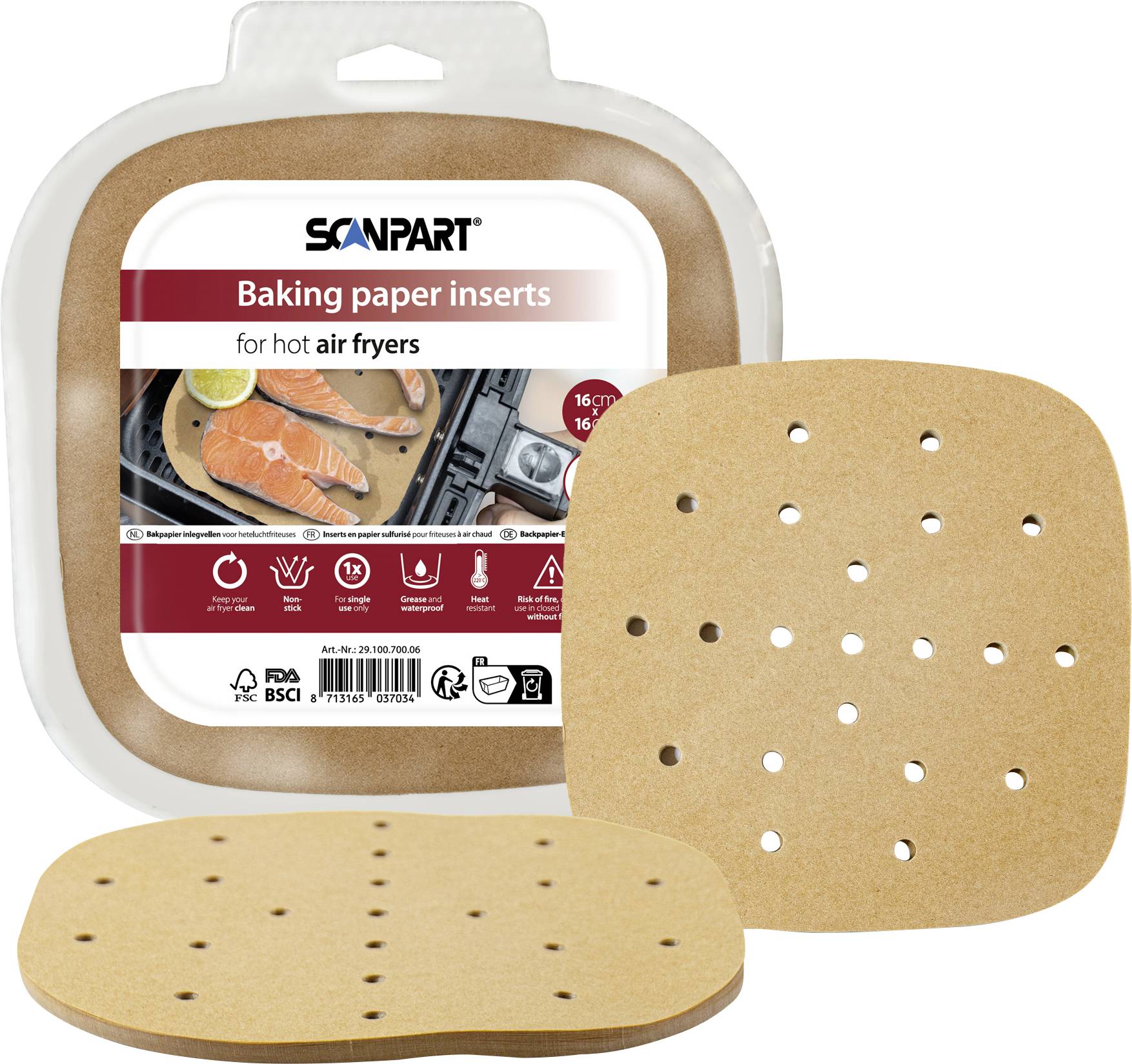 ScanPart 2910070006 Perf. Hot air fryer paper 16x16cm