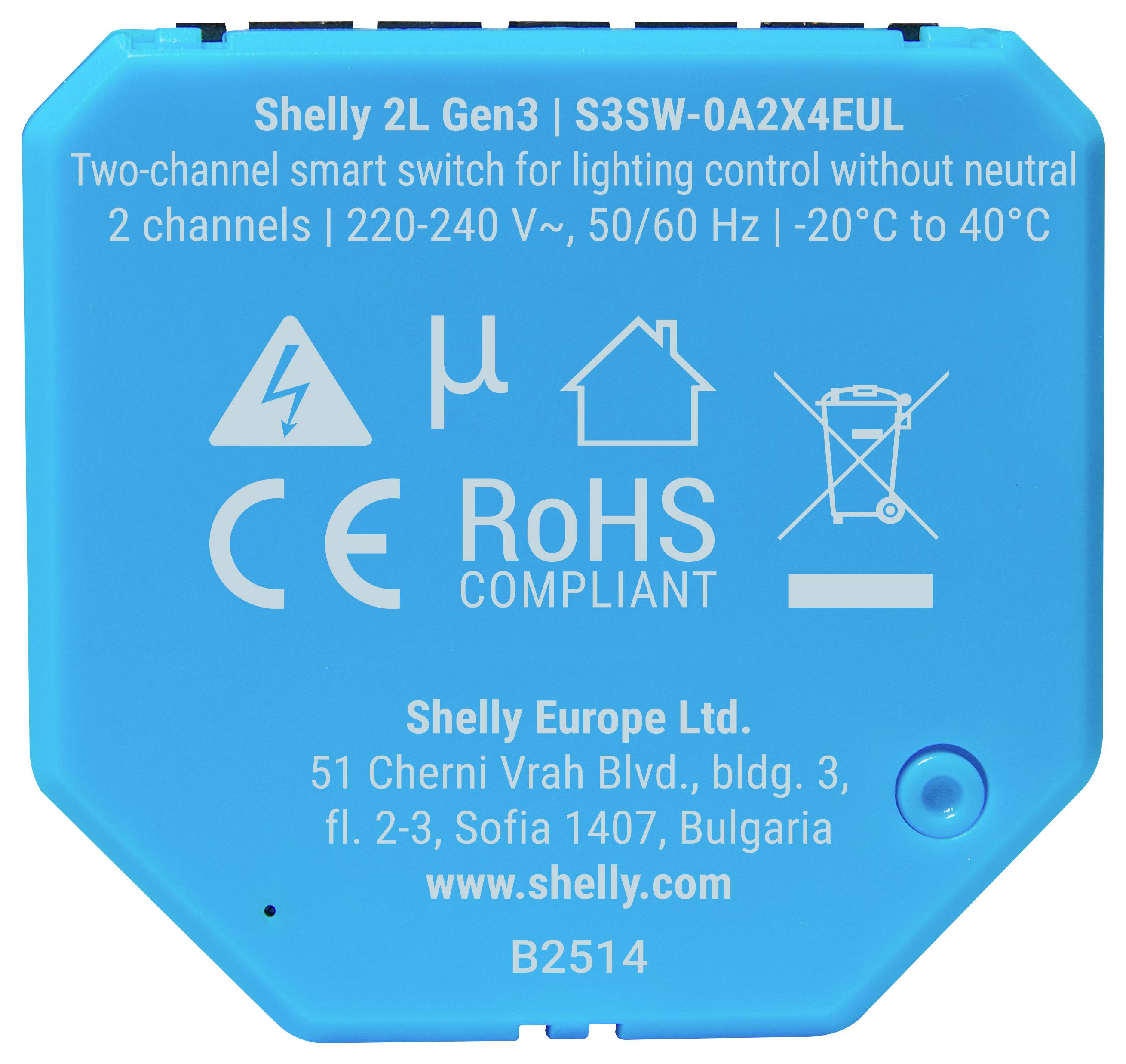 Shelly 2L Gen3 Wireless switch