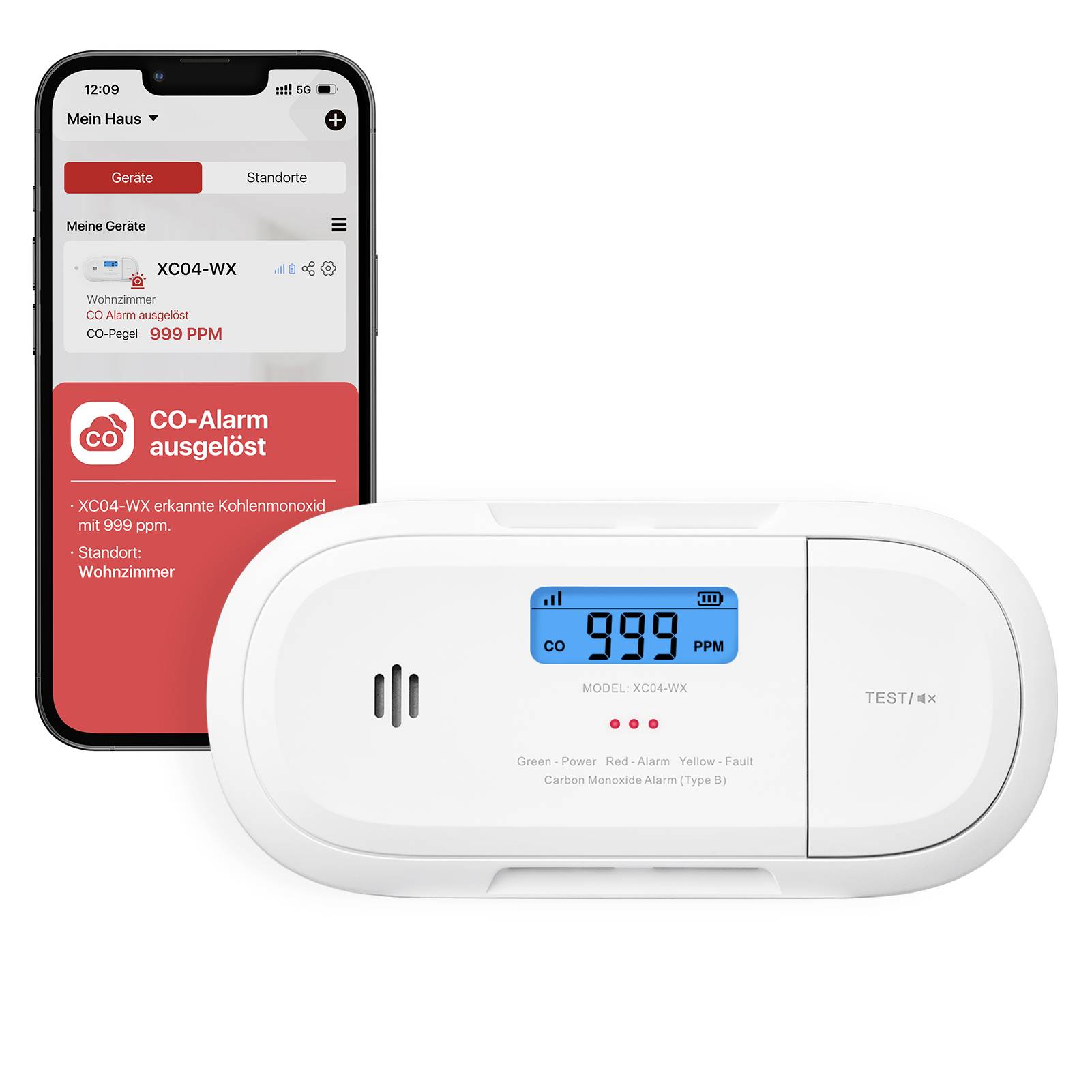 X-Sense XC04-WX Carbon monoxide detector battery-powered