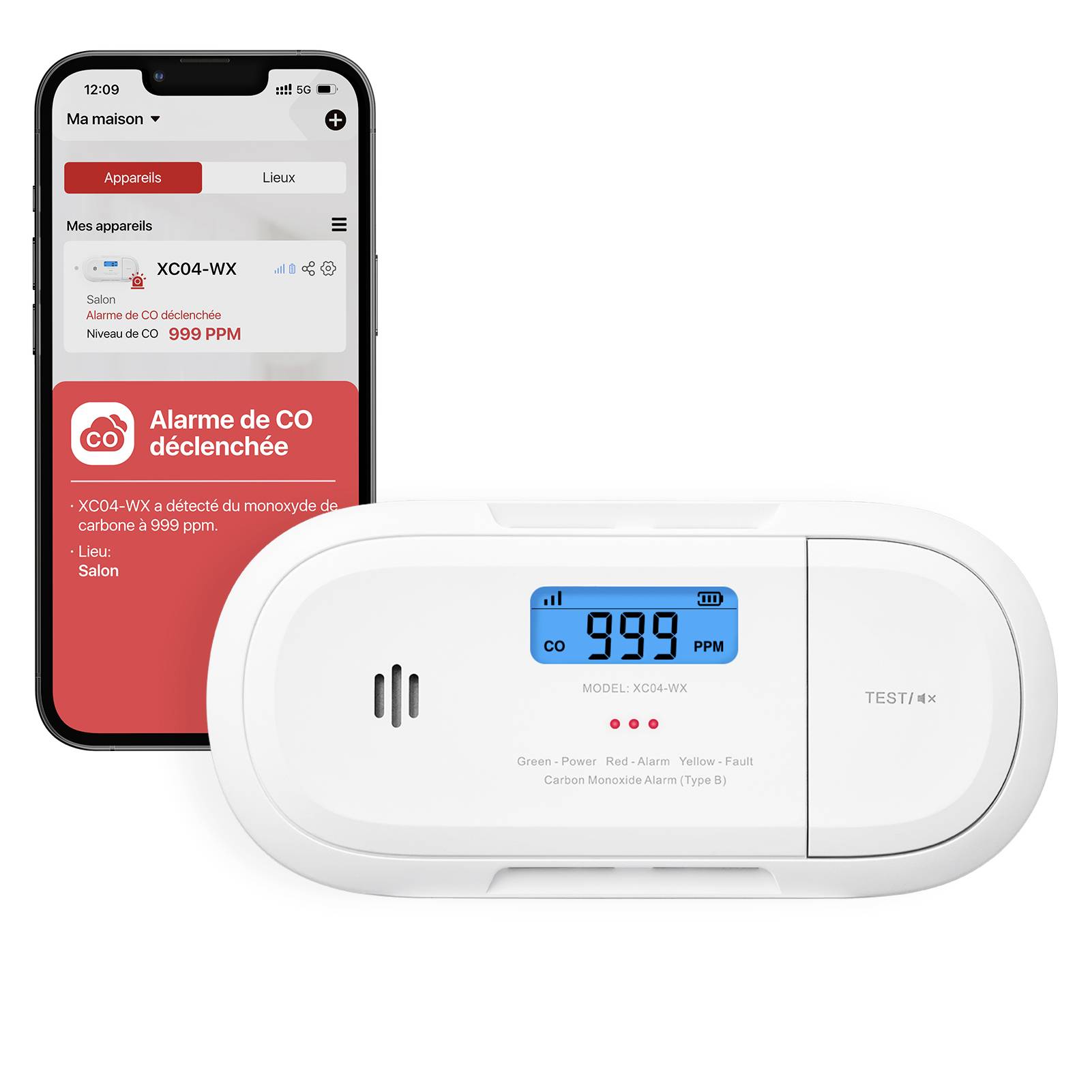 X-Sense XC04-WX Carbon monoxide detector battery-powered