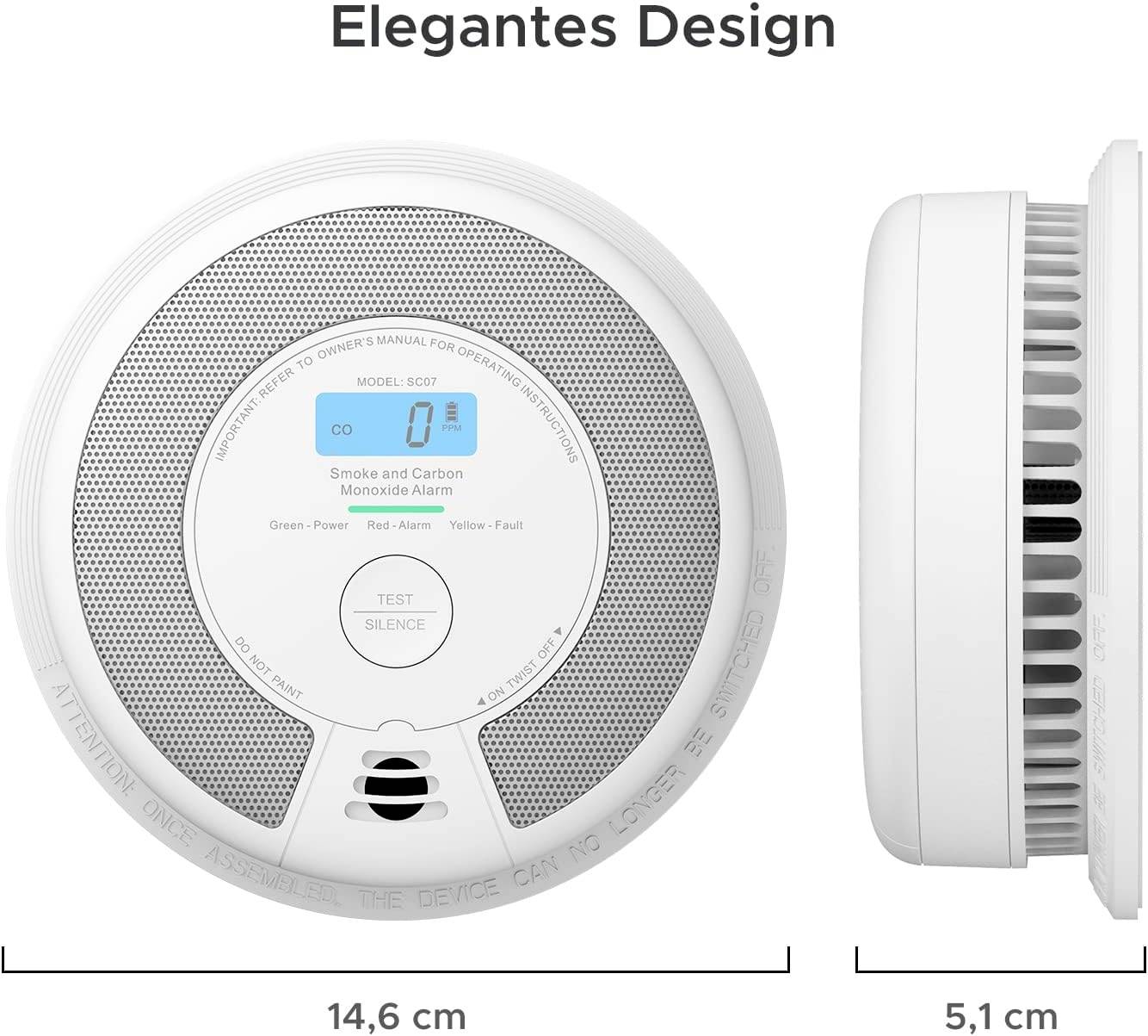 X-Sense SC07 Smoke and CO detector (W x H x D) 146 x 51 x 146 mm
