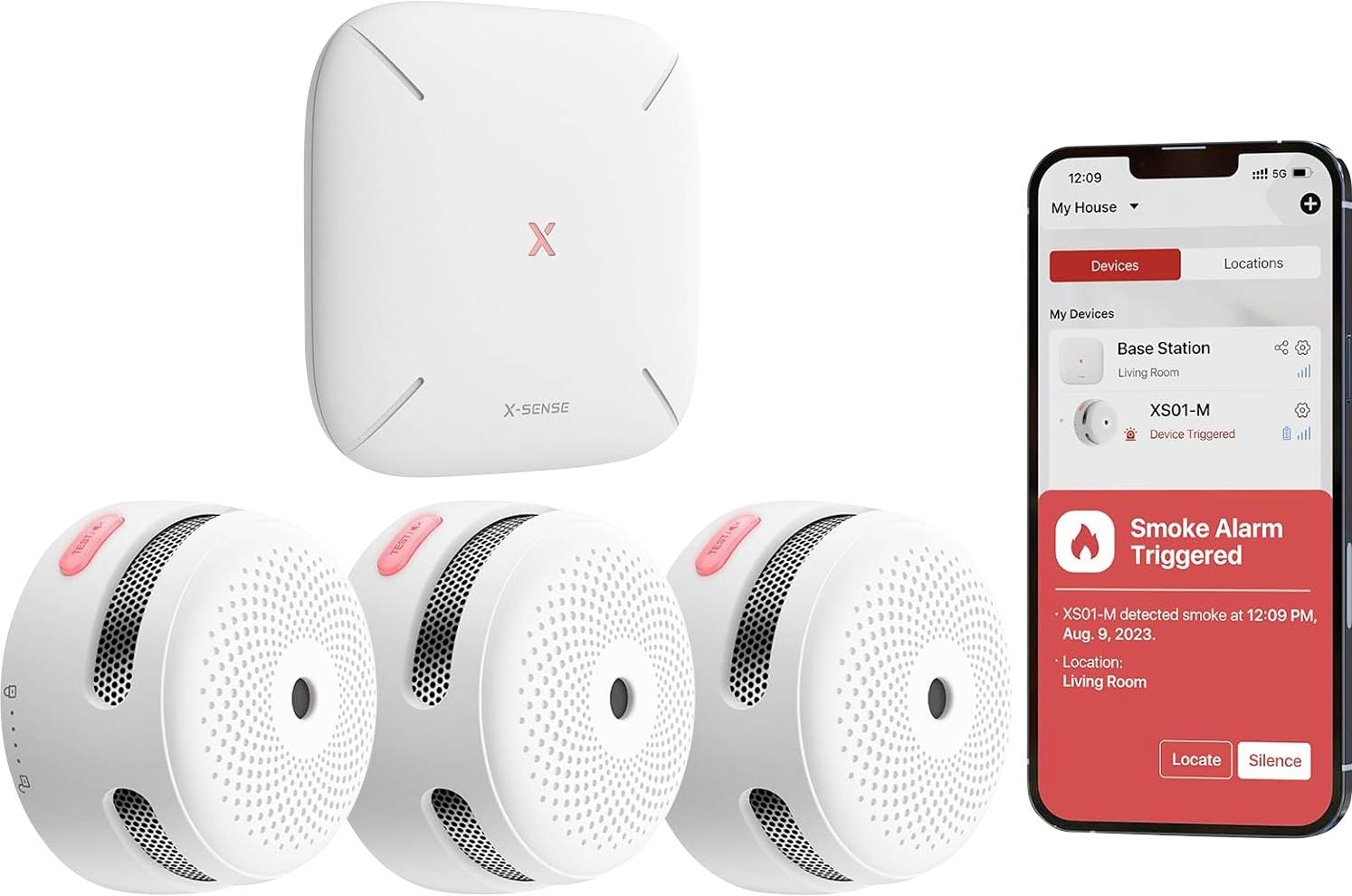 X-Sense FS31 Smoke detector set and hub (W x H x D) 90 x 26.5 x 90 mm