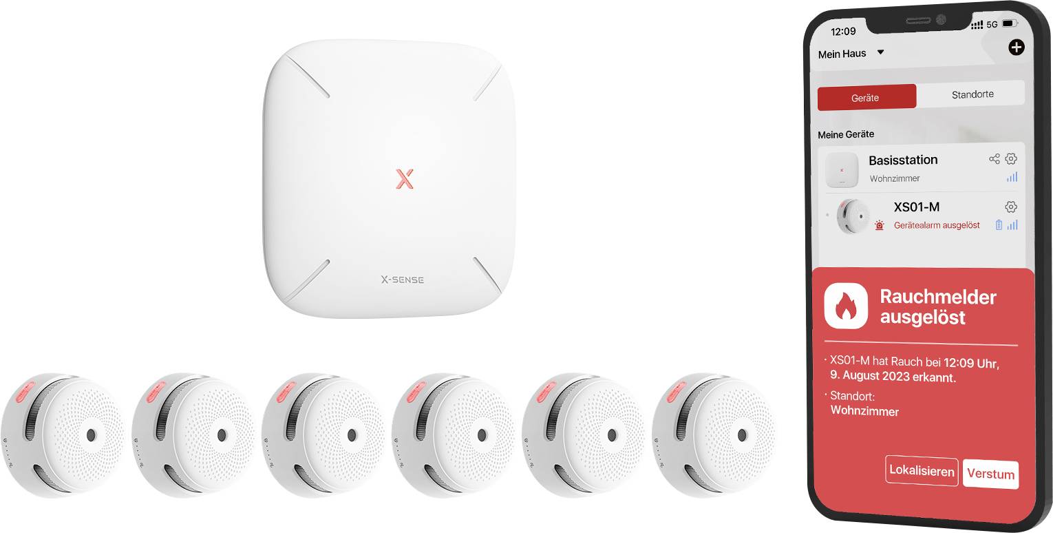 X-Sense FS61 Smoke detector set and hub (W x H x D) 90 x 26.5 x 90 mm