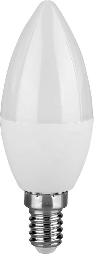 A single LED light bulb with a tapered, candle-like shape and a metallic screw base, designed for energy-efficient lighting.