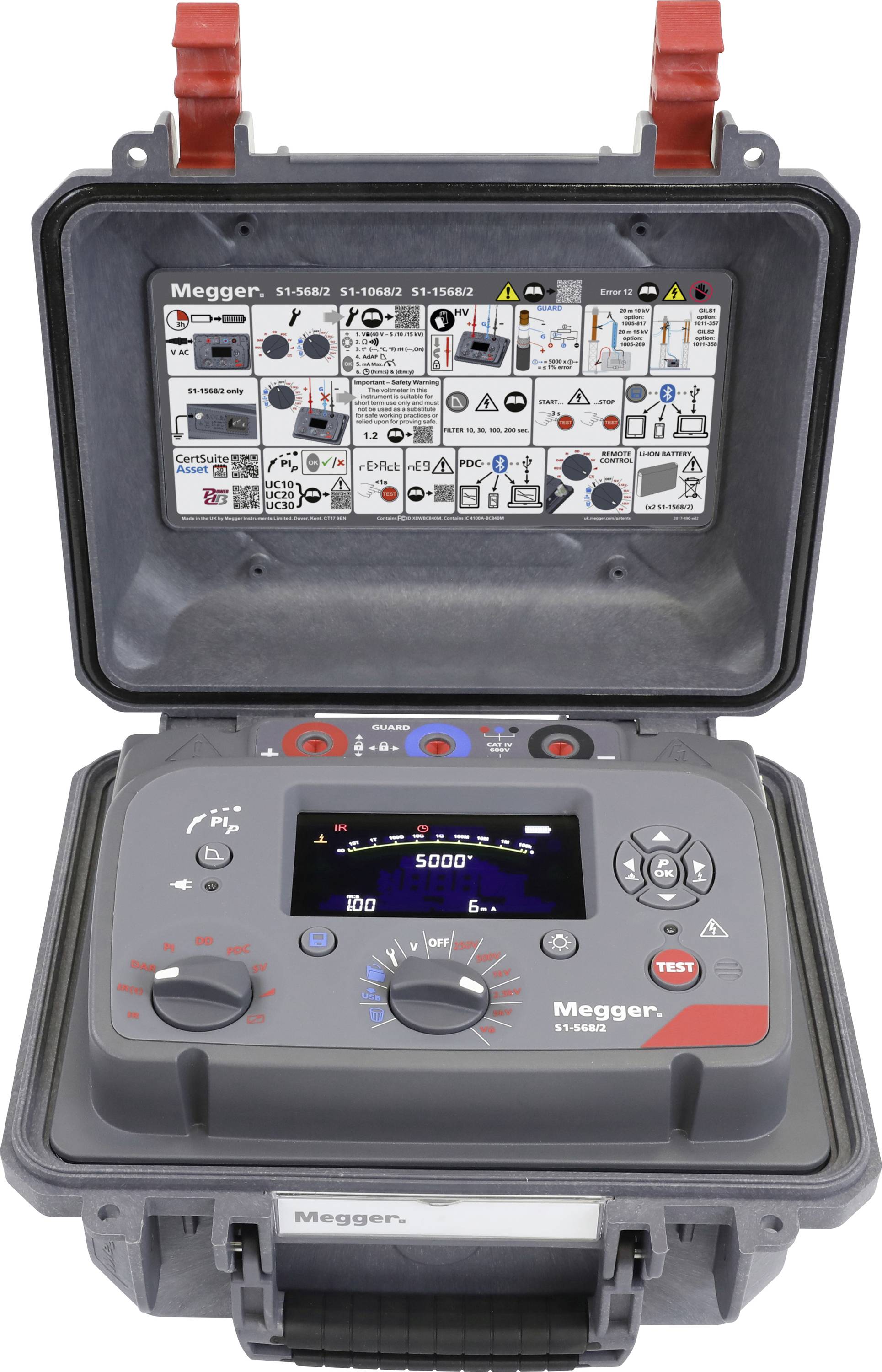 Megger S1-568/2-EU EXPERT 5kV IRT 2024 PIP Insulation tester 250 V, 500 V, 2500 V, 5000 V, 10000 V, 15000 V 15 TΩ