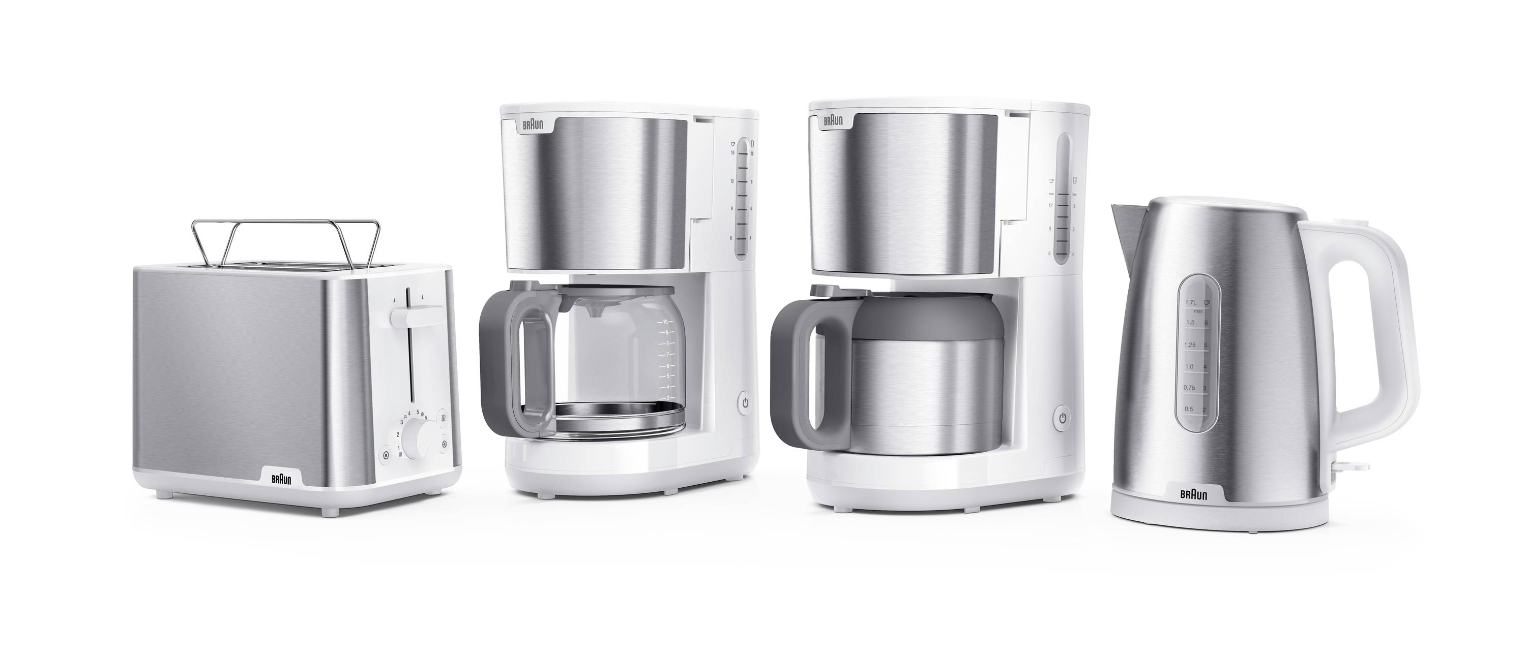 Braun KF 1505 WH Coffee maker Stainless steel, White