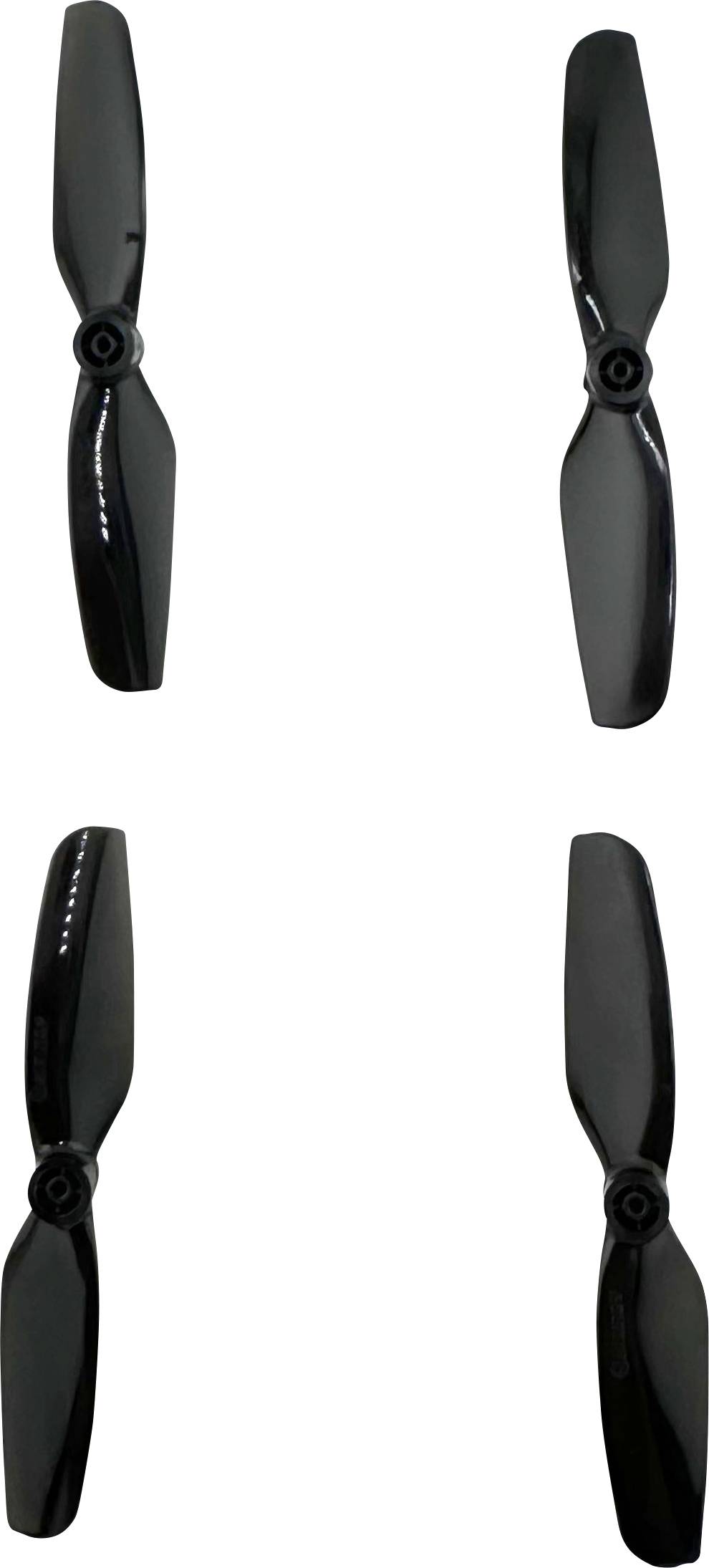 Four black drone propellers arranged in two parallel vertical pairs against a white background.