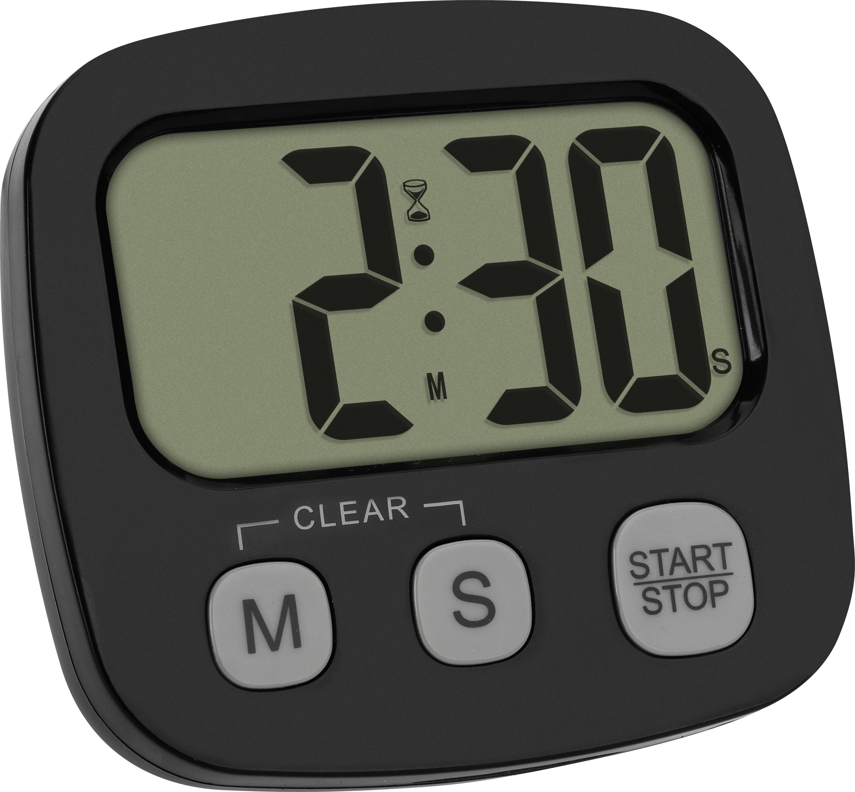 A black digital timer displays '2:30'. Below are three buttons labeled 'M', 'S', and 'Start/Stop', with another labeled 'Clear'.