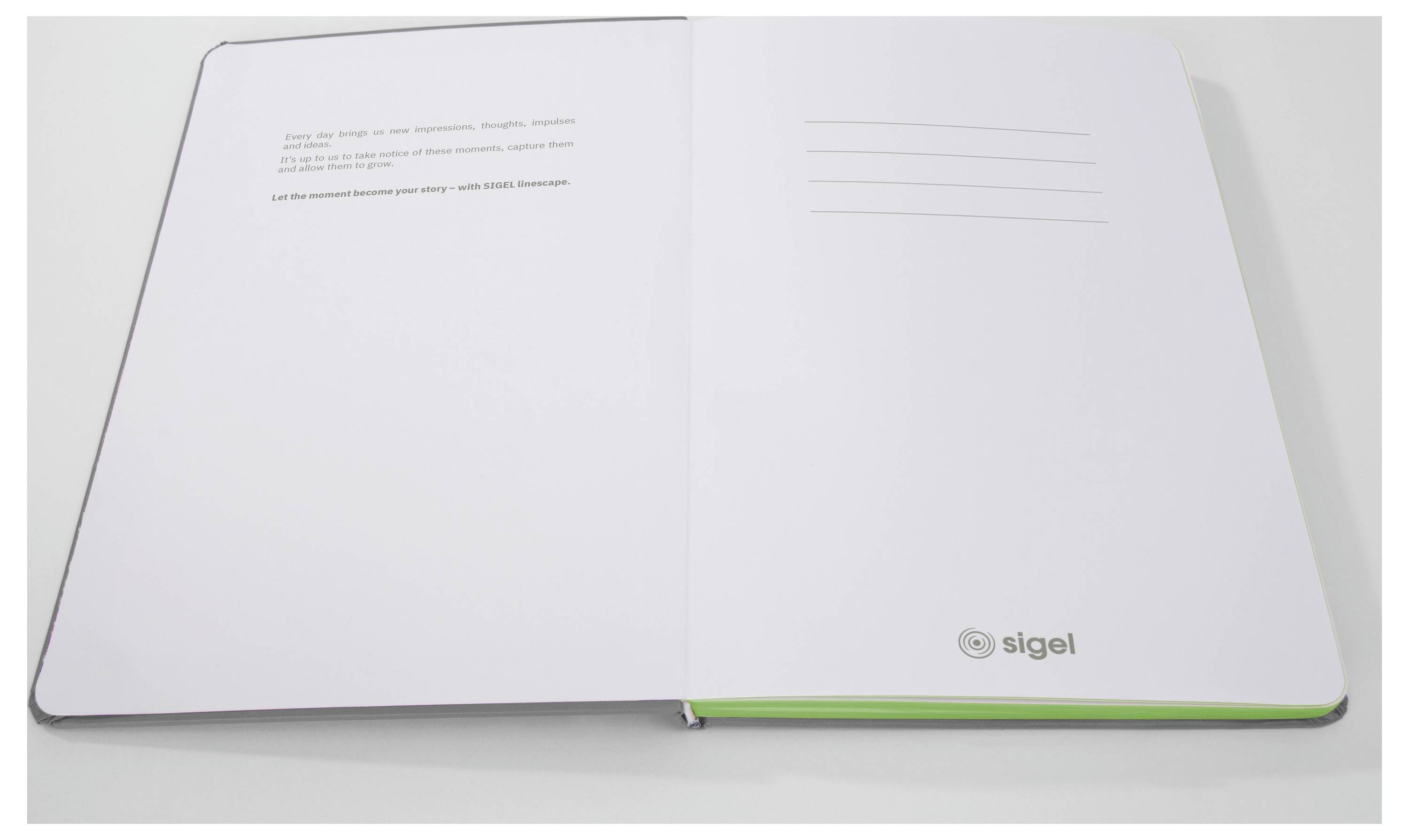 Sigel LS201 Notebook Linescape Hardcover A5 Ruled Light grey, Neon green No. of sheets: 88