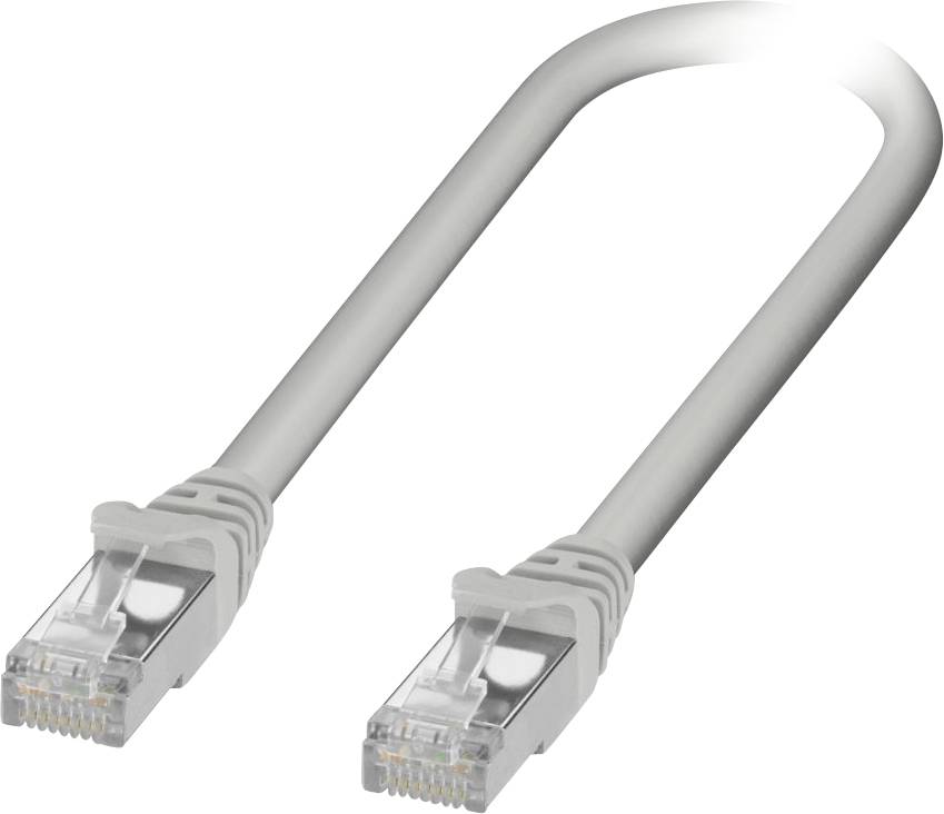An Ethernet cable with clear connectors on both ends for network connections.